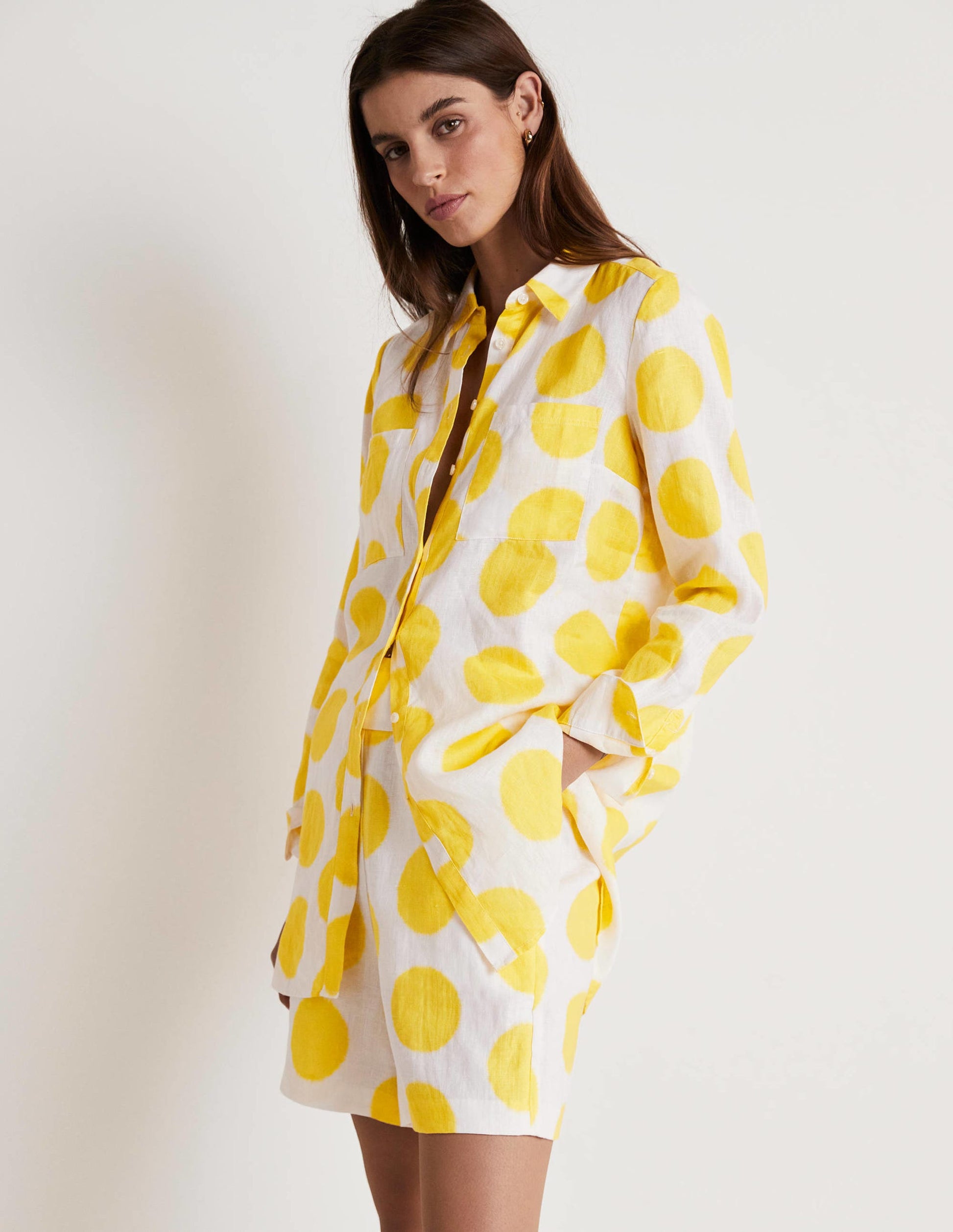 Linen Shirt-Lemon Fizz, Ikat Spot-7