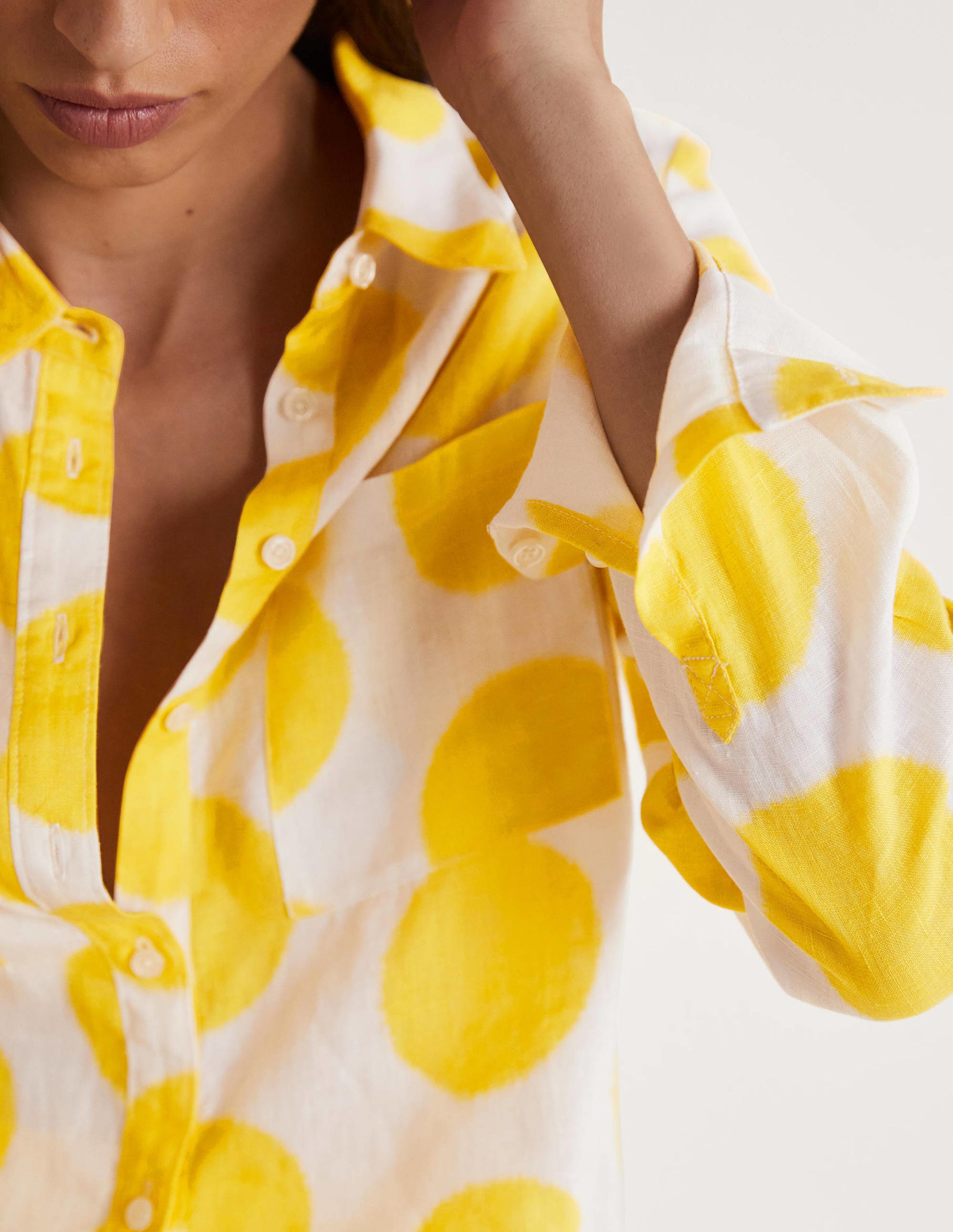 Linen Shirt-Lemon Fizz, Ikat Spot - Image 8