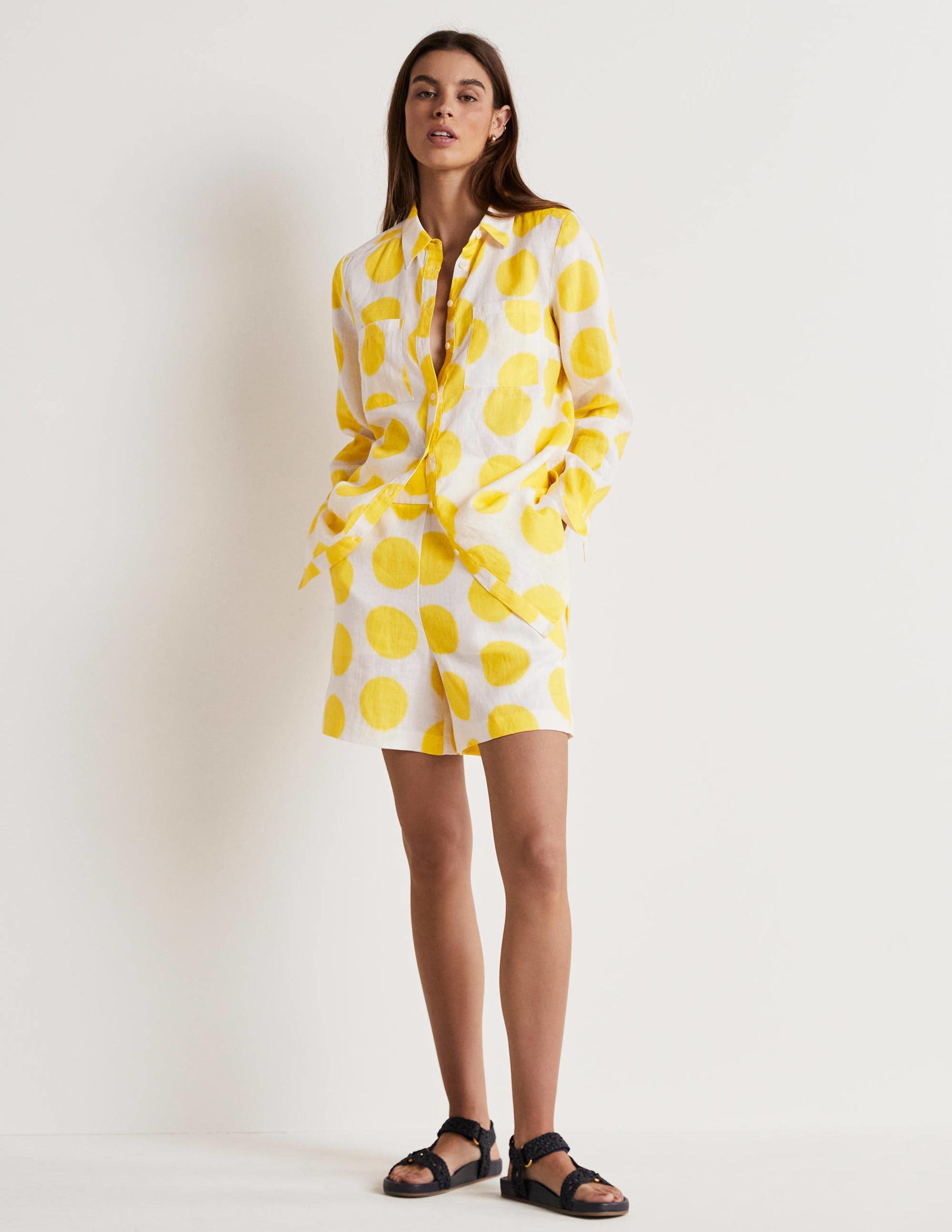 Linen Shirt-Lemon Fizz, Ikat Spot-11