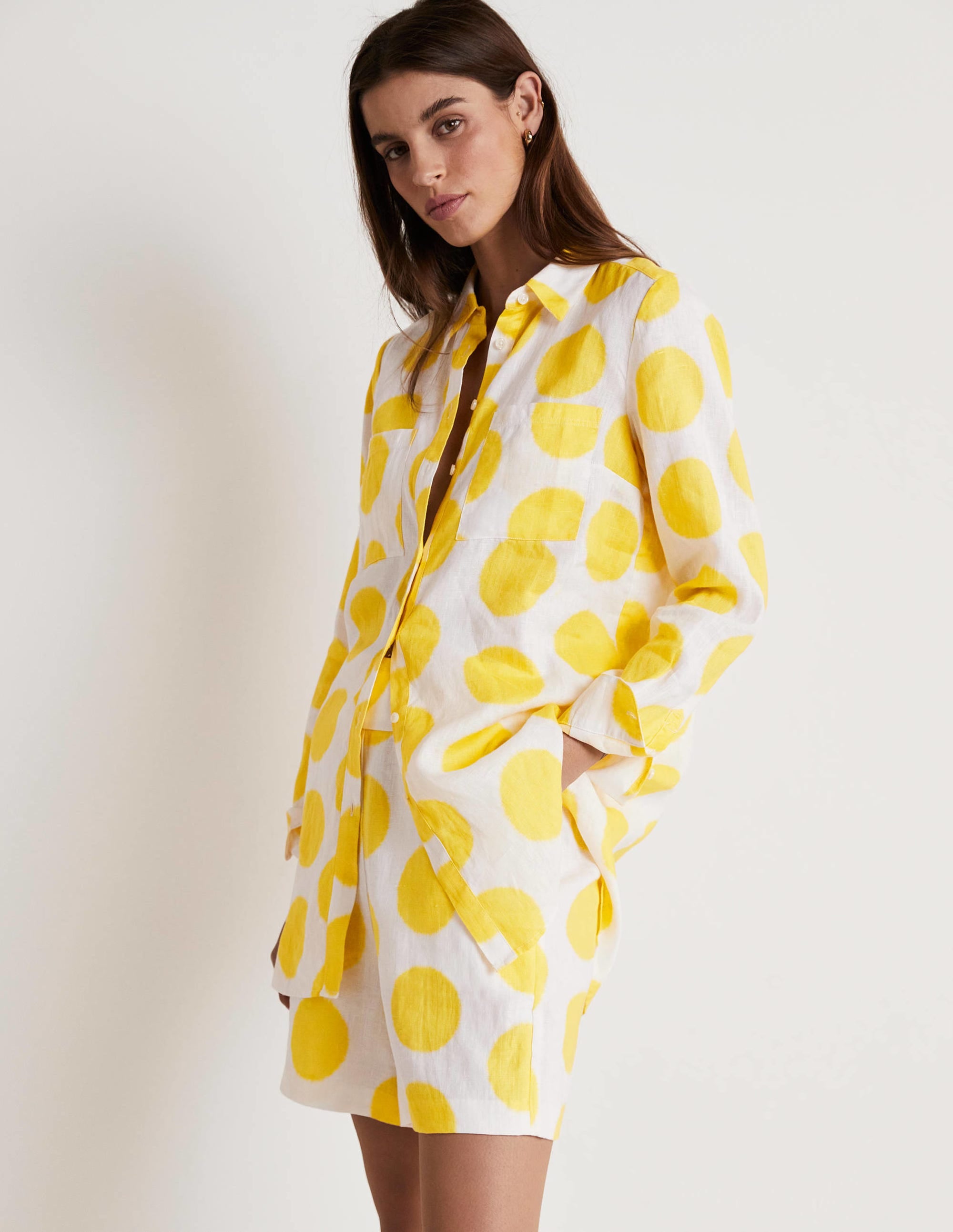 Linen Shirt-Lemon Fizz, Ikat Spot - Image 1
