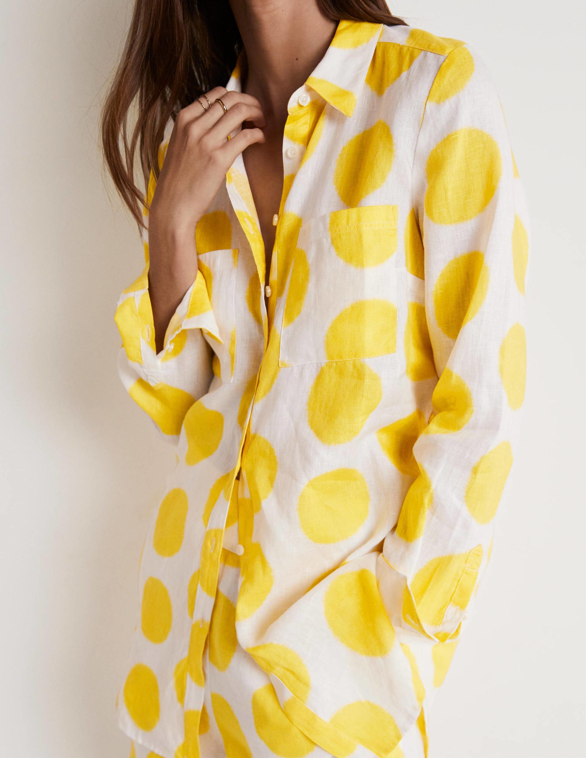 Linen Shirt-Lemon Fizz, Ikat Spot - Image 6