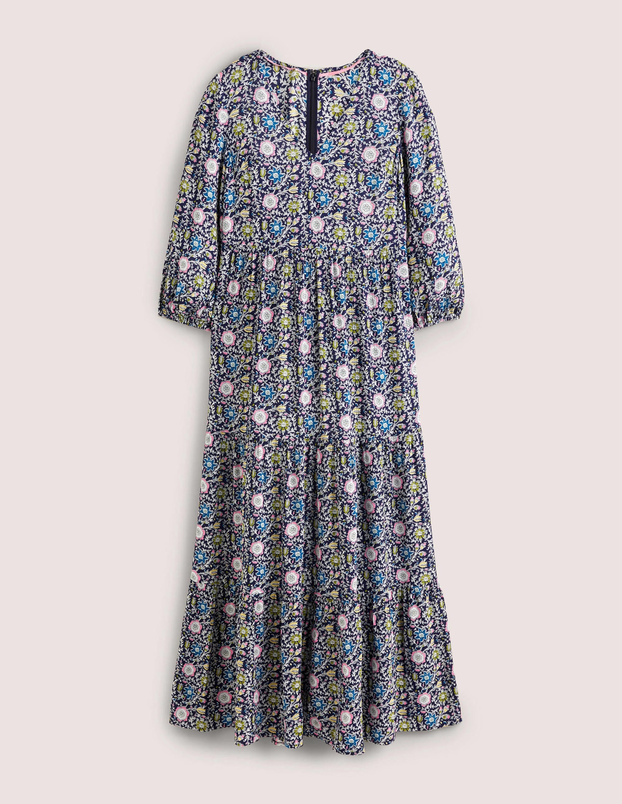 Blouson Sleeve Maxi Dress-Navy, Enchanting Twig - Image 7