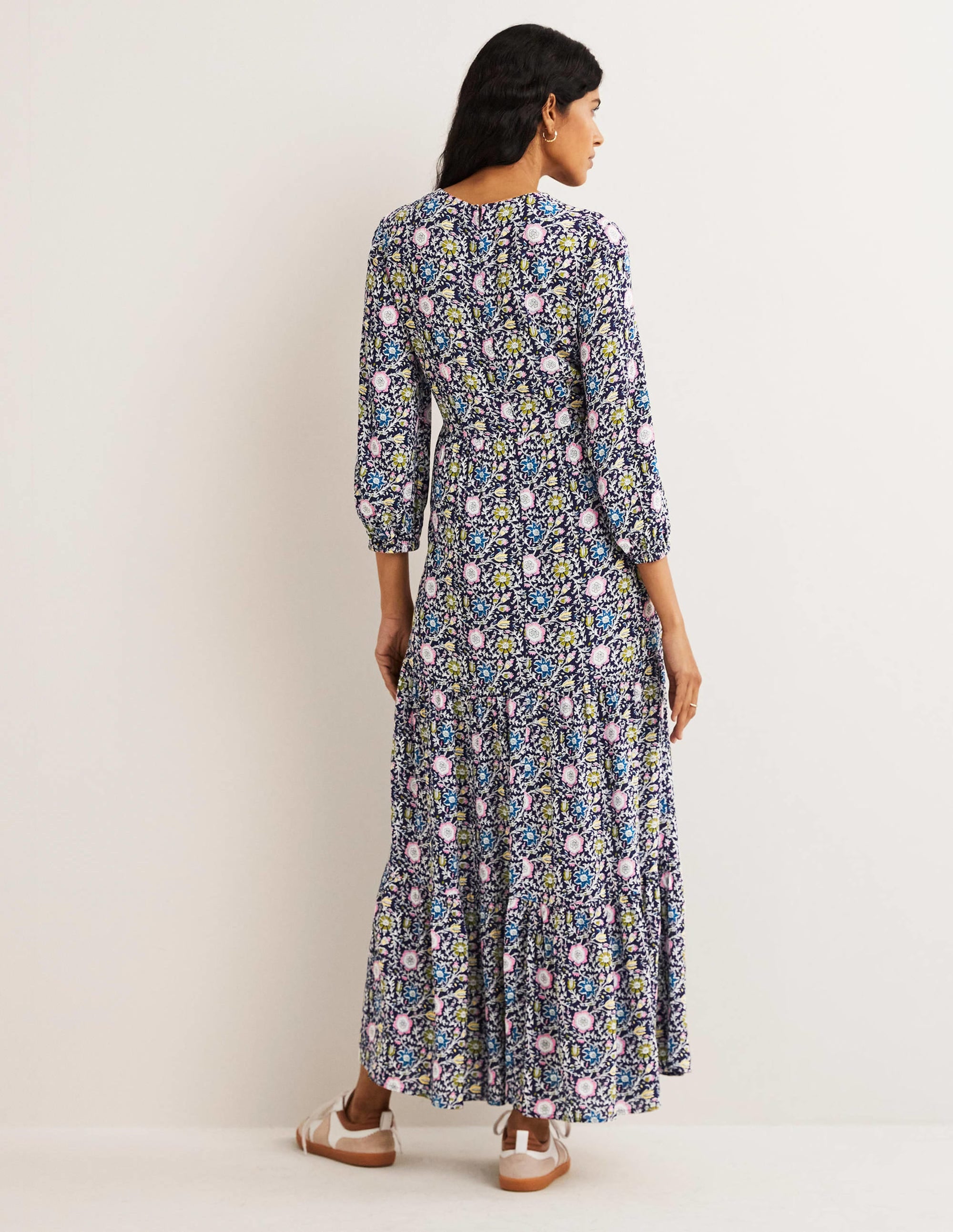 Blouson Sleeve Maxi Dress-Navy, Enchanting Twig - Image 3