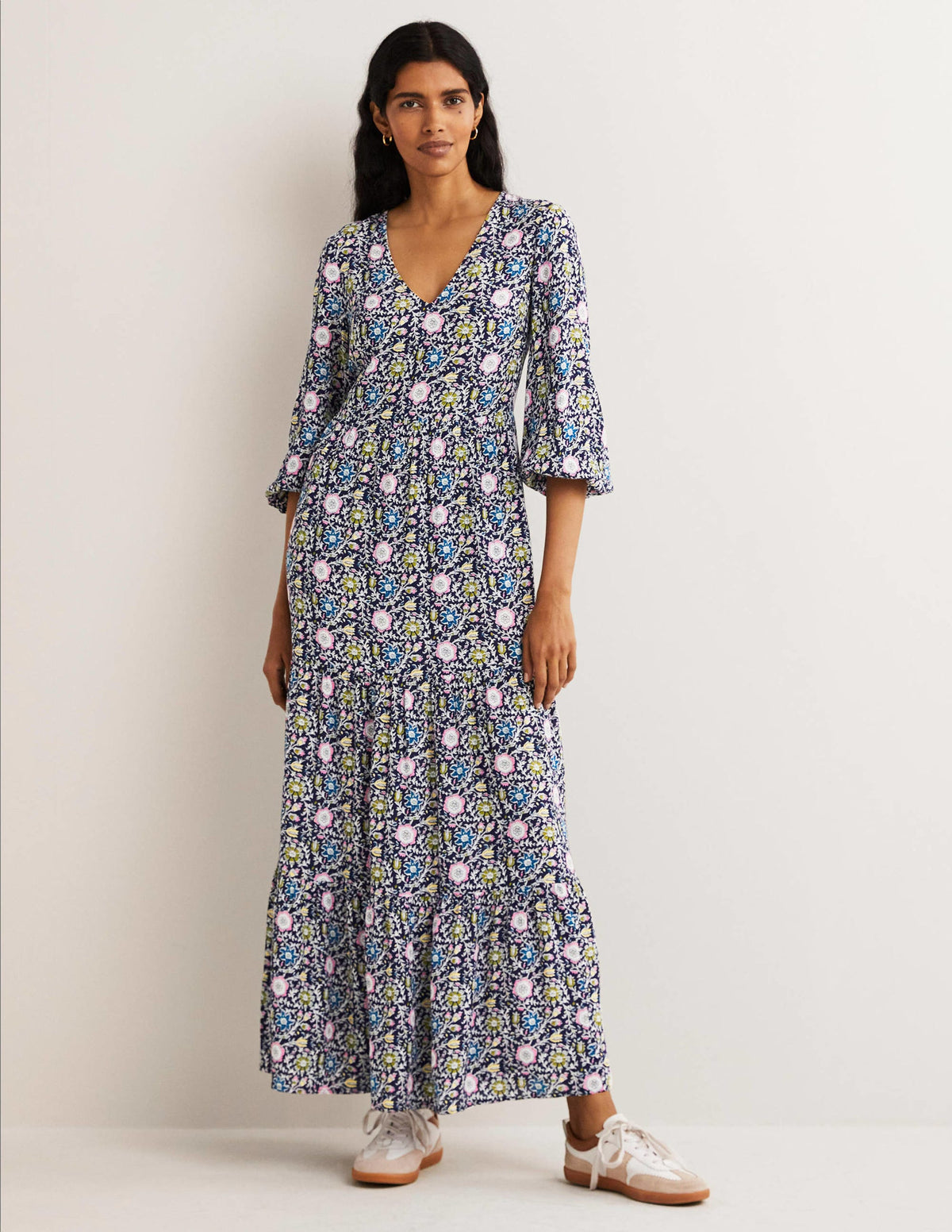 Blouson Sleeve Maxi Dress-Navy, Enchanting Twig - Image 4