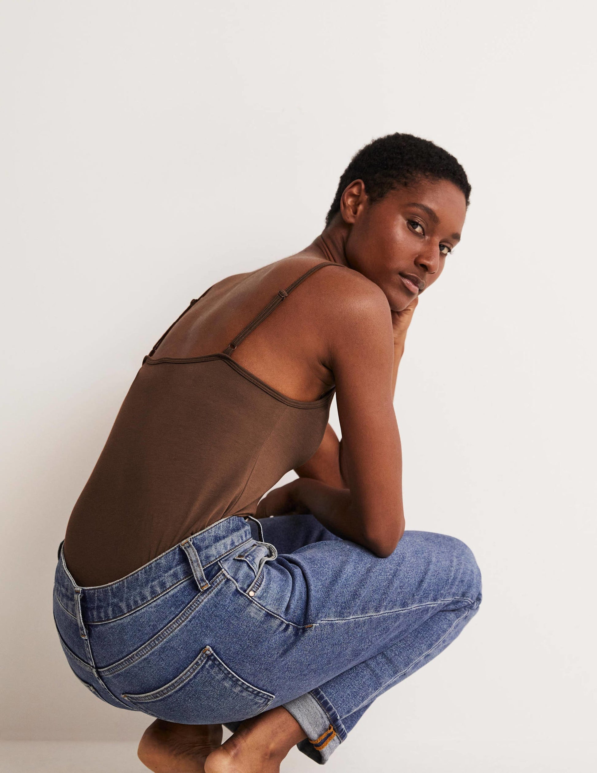 Plain Cami Top-Medium Brown-7