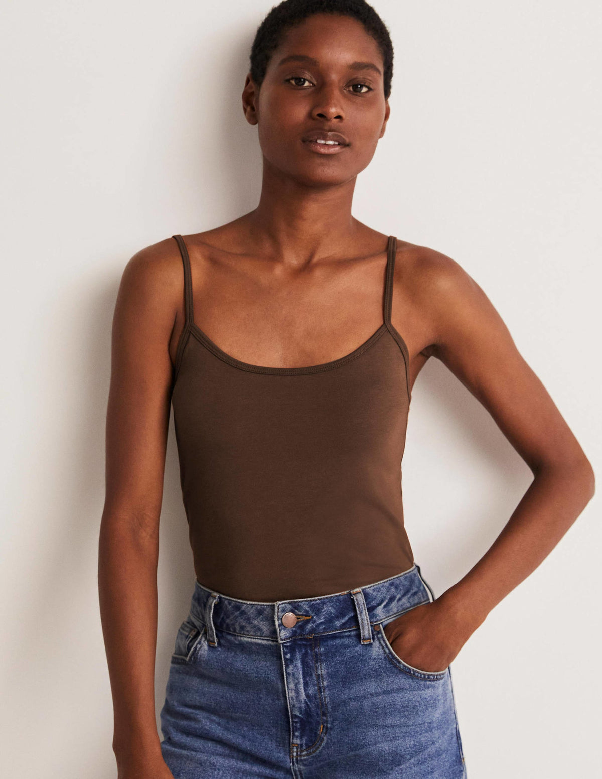 Plain Cami Top-Medium Brown-8