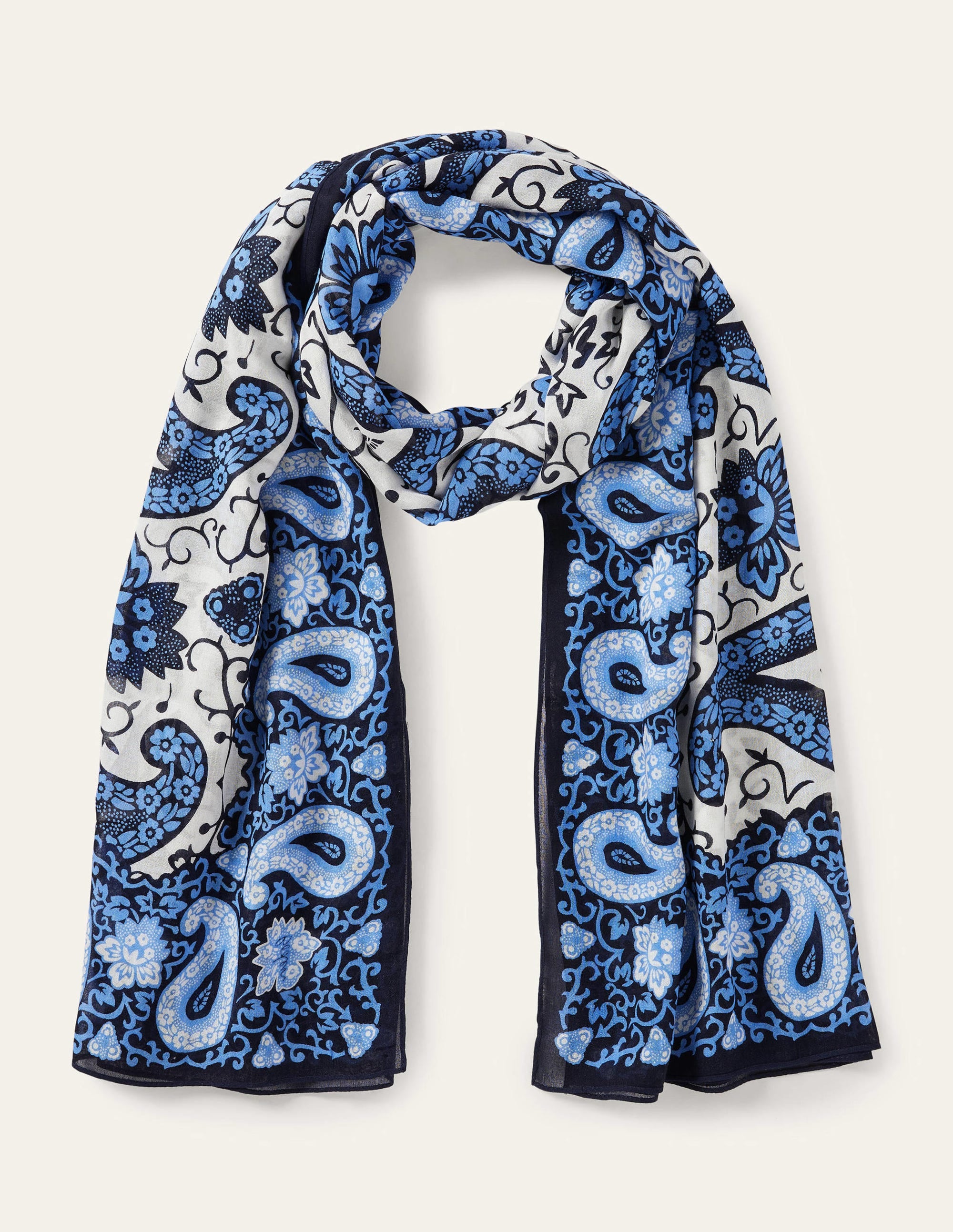 Printed Modal Scarf-Grape, Enchanting Paisley - Image 1