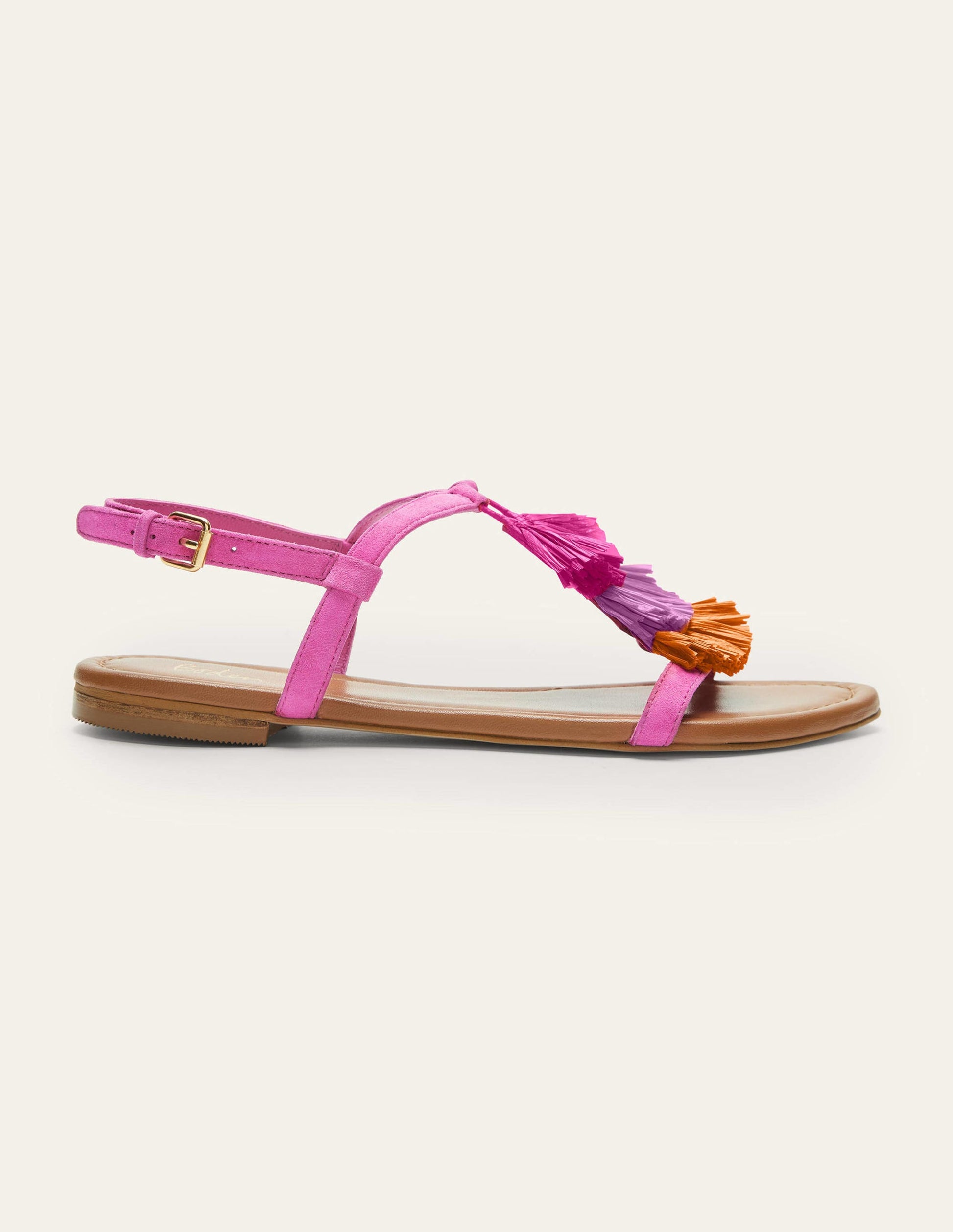 Sarah Fringe Flat Sandals-Pop Pansy-2