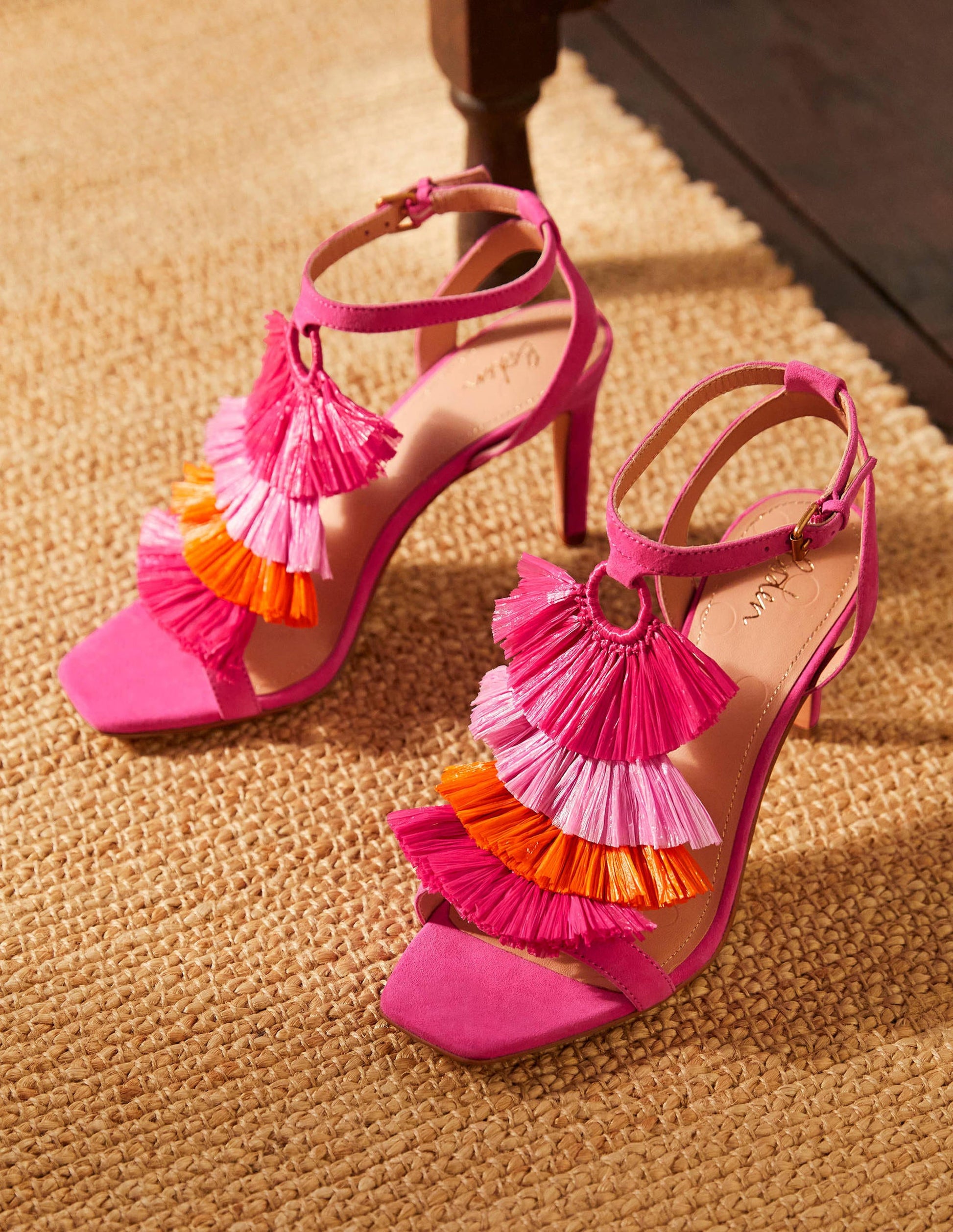 Sarah Fringe Heeled Sandals-Pop Pansy-4