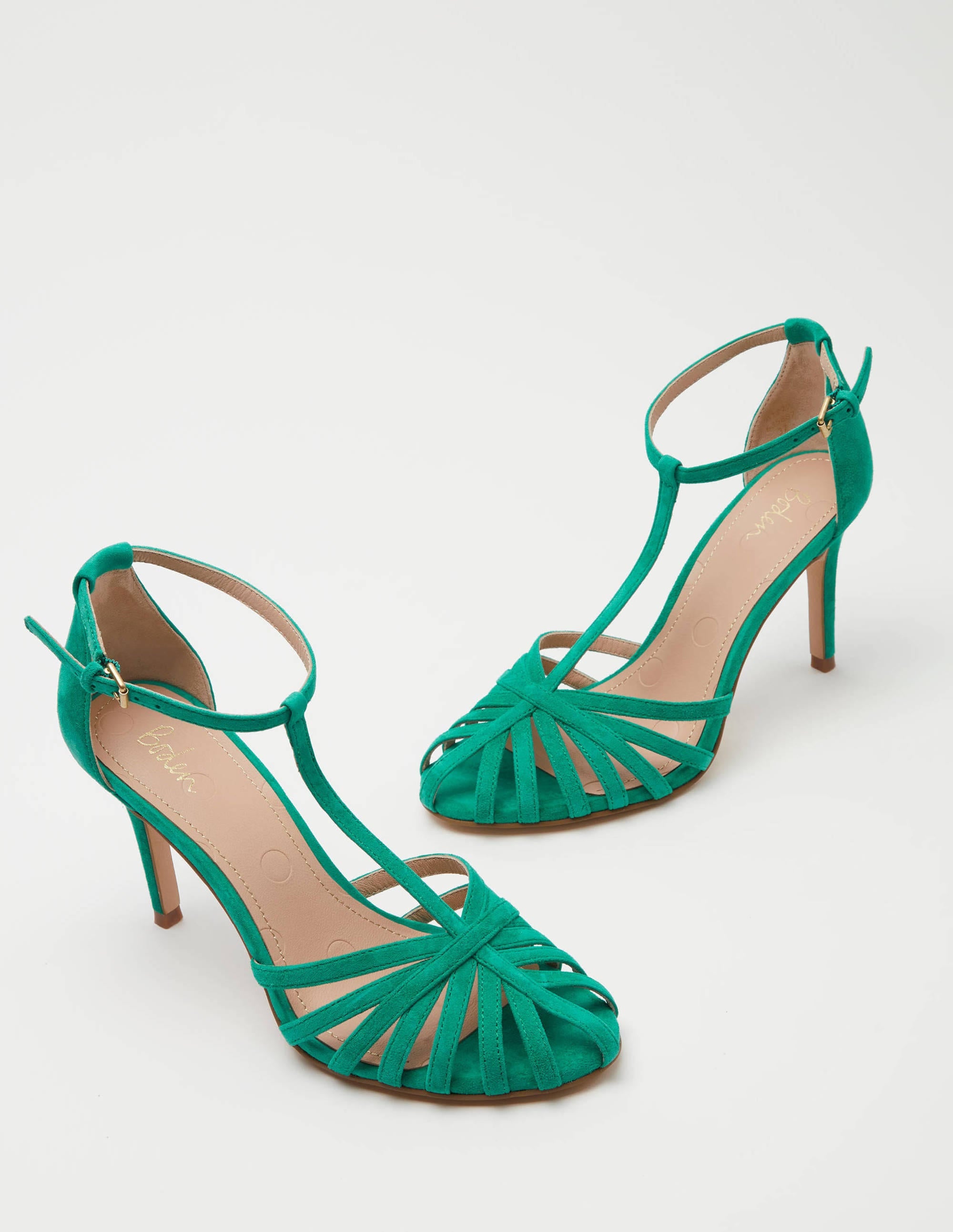 Tess Cage Heel Sandals-Emerald Green - Image 1