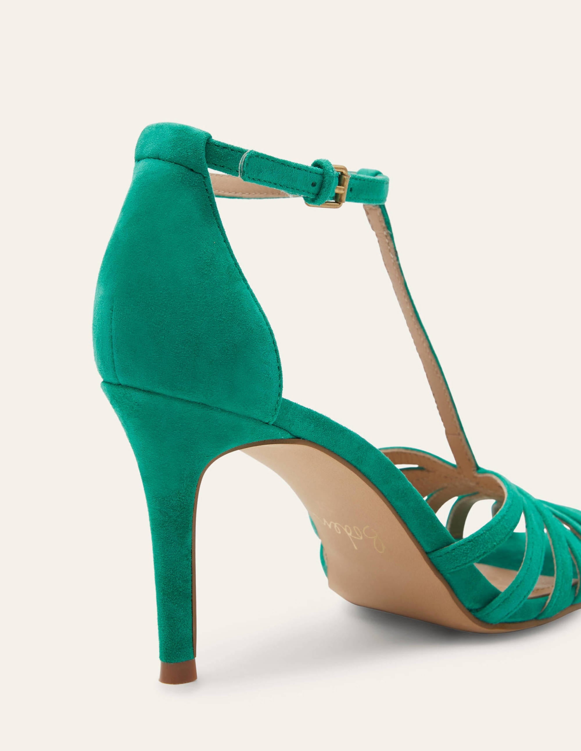 Tess Cage Heel Sandals-Emerald Green - Image 3