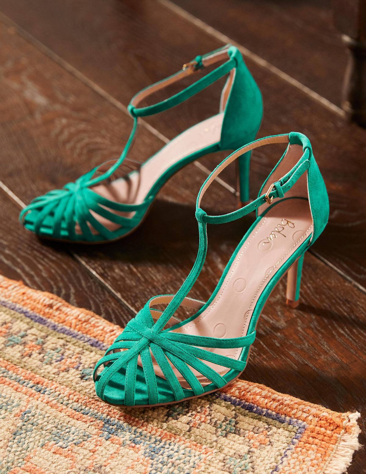Tess Cage Heel Sandals-Emerald Green-4