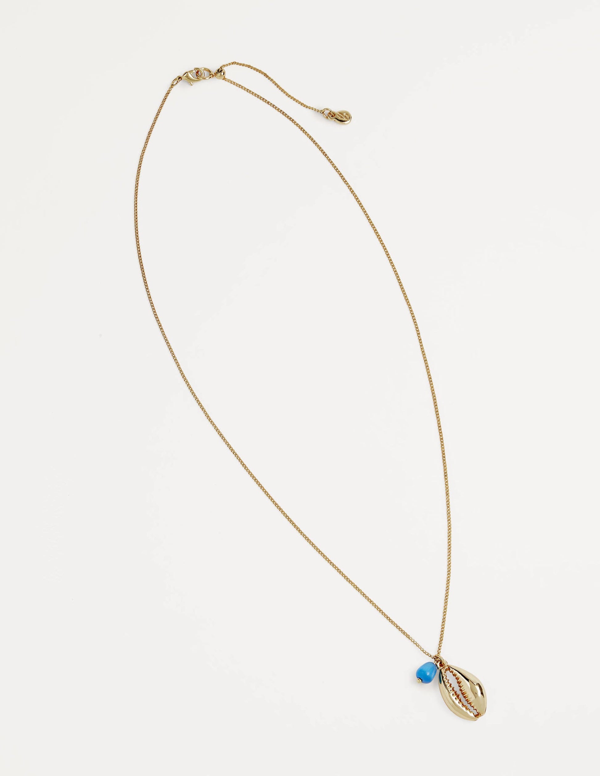 Shell Pendant Necklace-Gold/Blue-1
