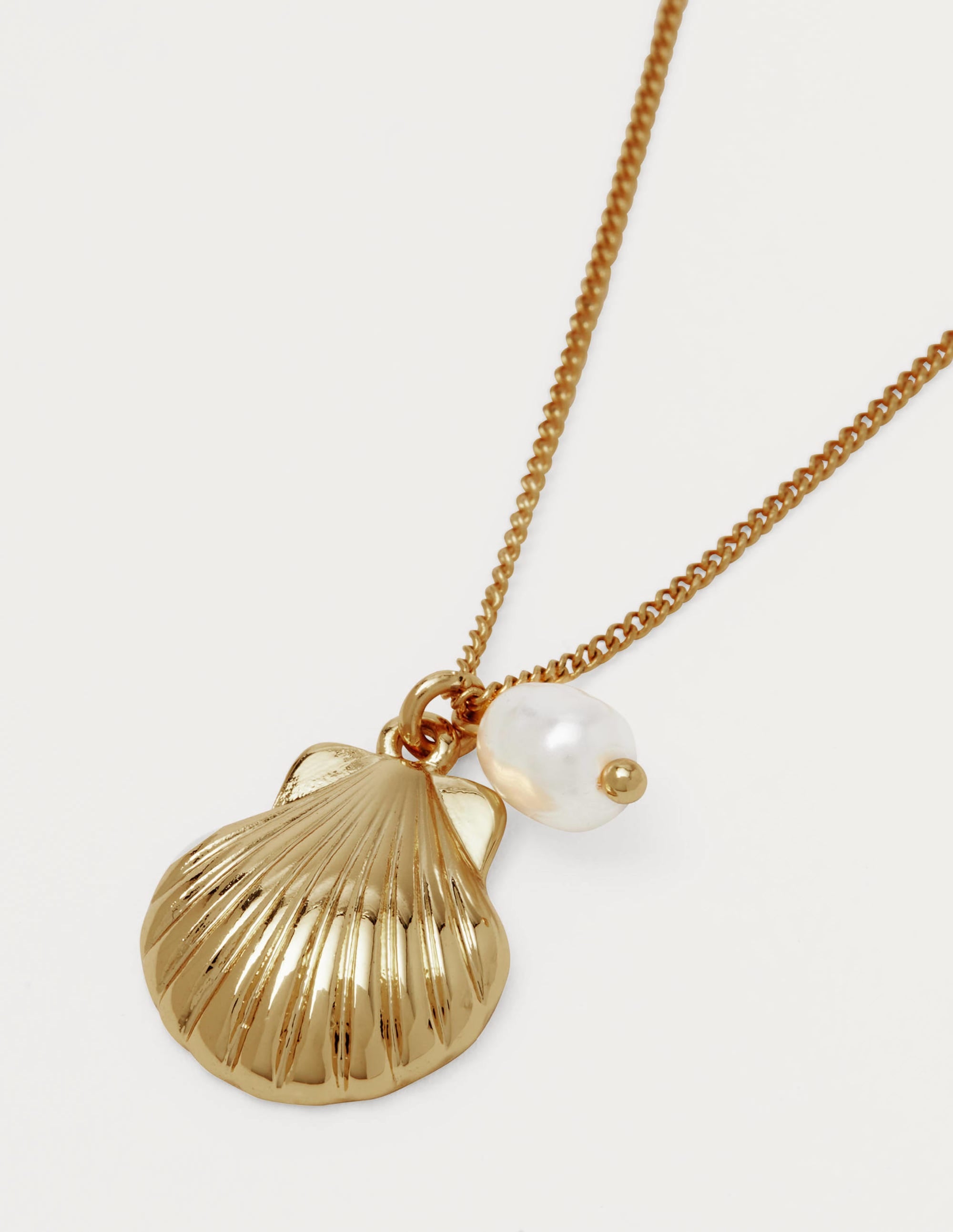 Shell Pendant Necklace-Gold/Pearl - Image 2