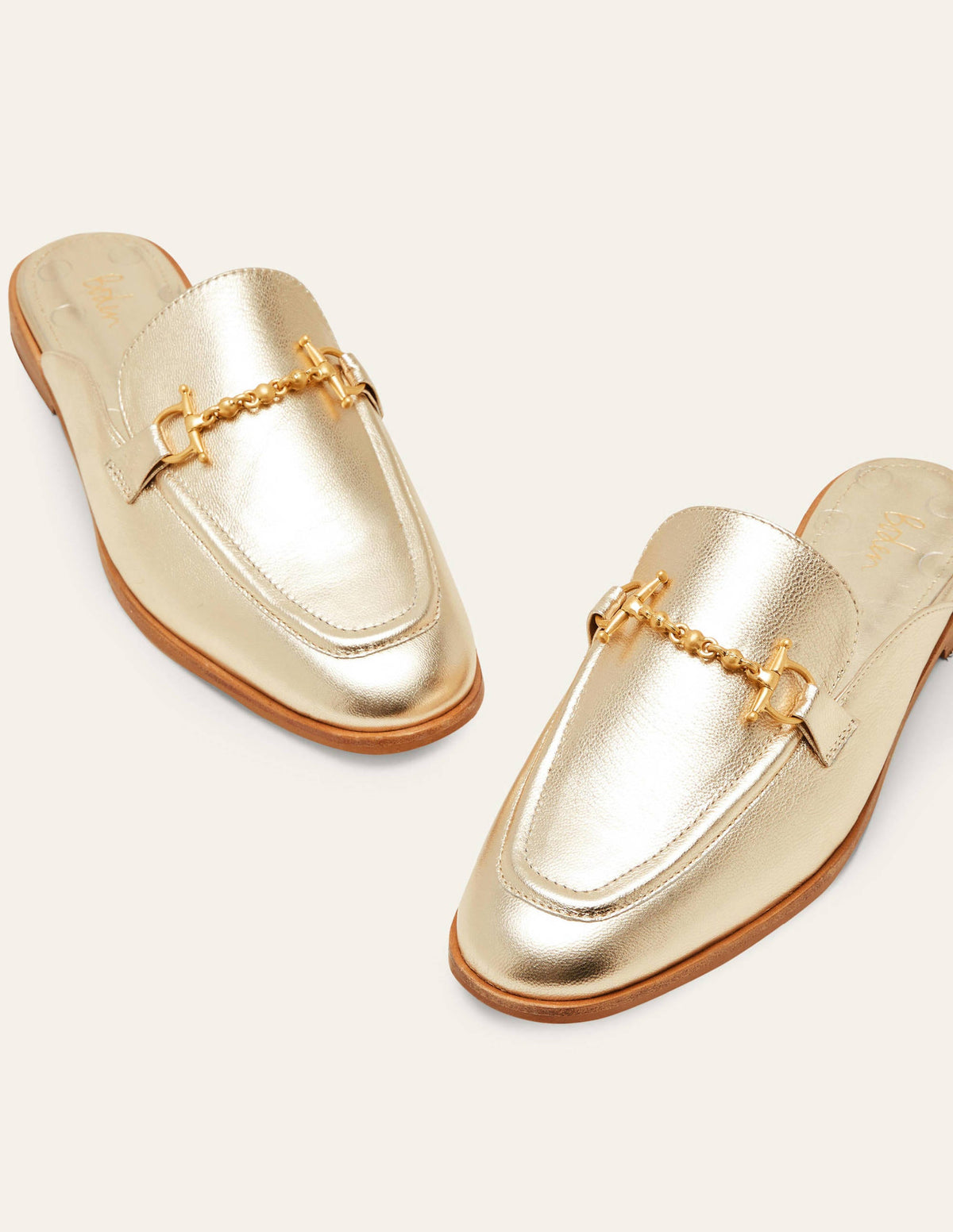 Snaffle Detail Backless Loafer-Gold Metallic-1