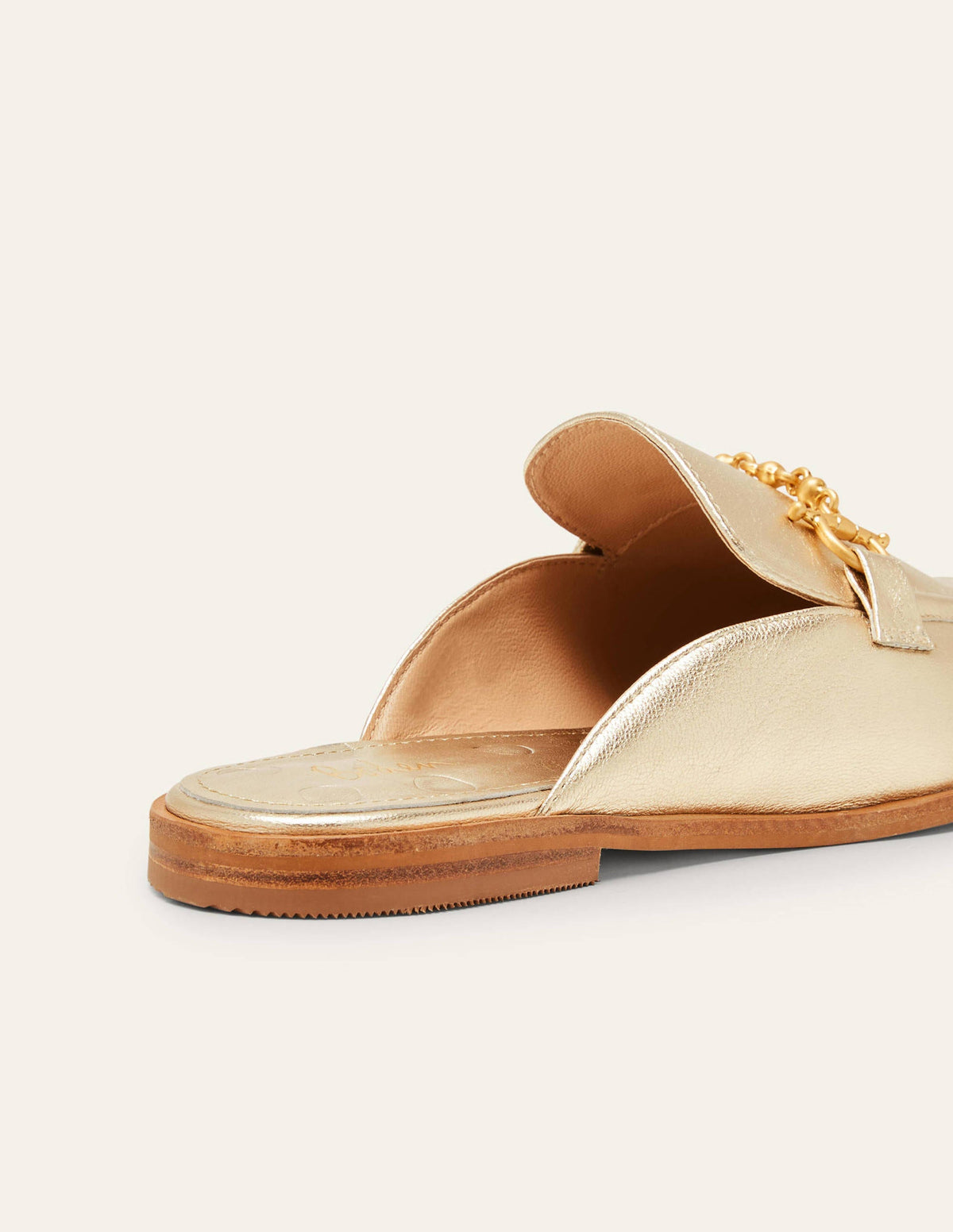 Snaffle Detail Backless Loafer-Gold Metallic - Image 3