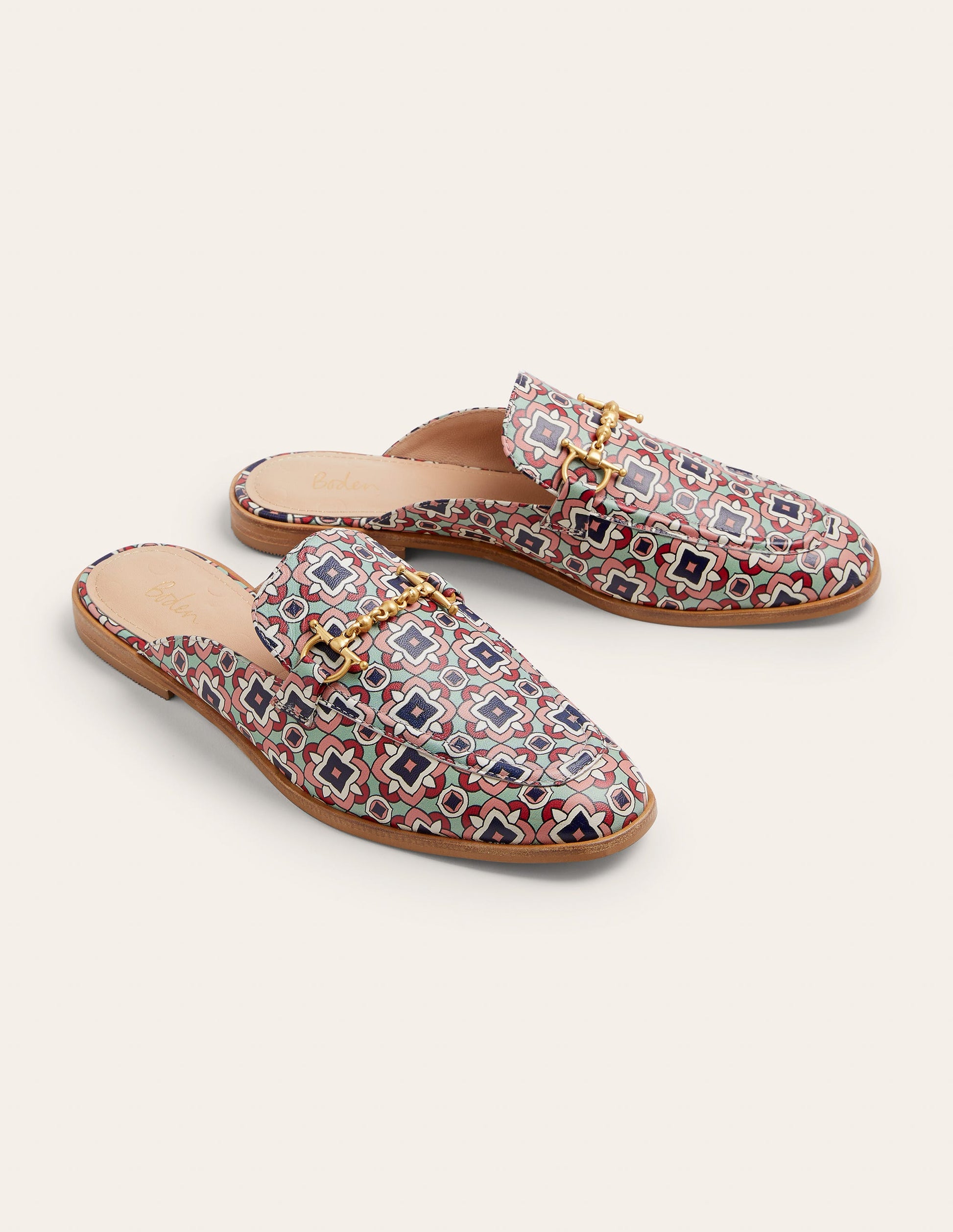 Snaffle Detail Backless Loafer-Print Geo-3