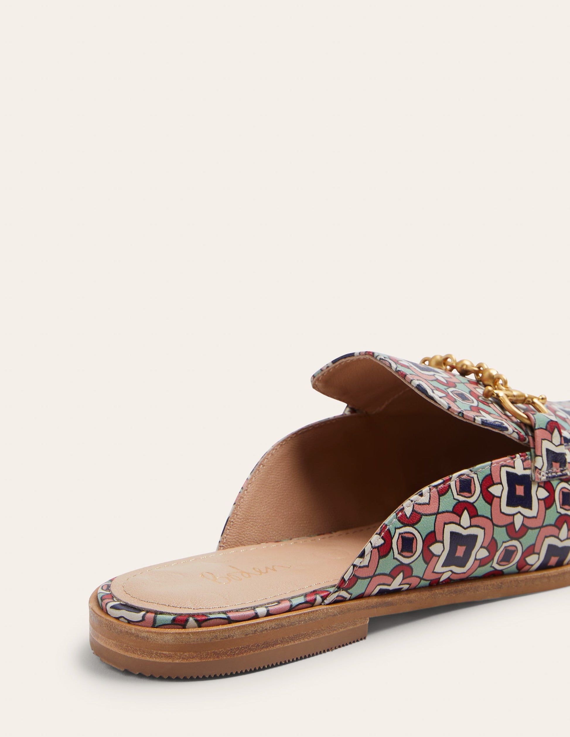 Snaffle Detail Backless Loafer-Print Geo-5