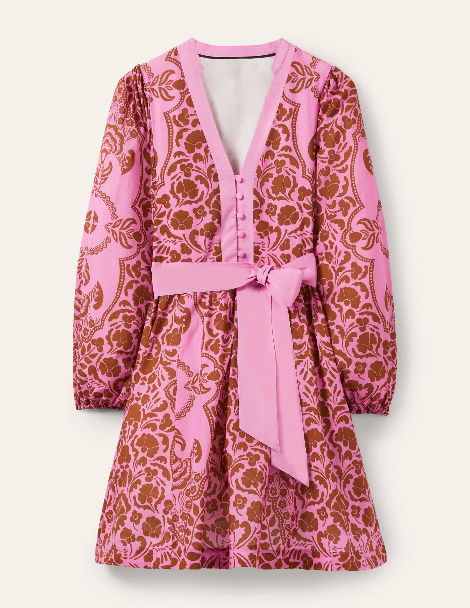 Notch Neck Cotton Dress-Orchid Petal, Passion Bloom-5