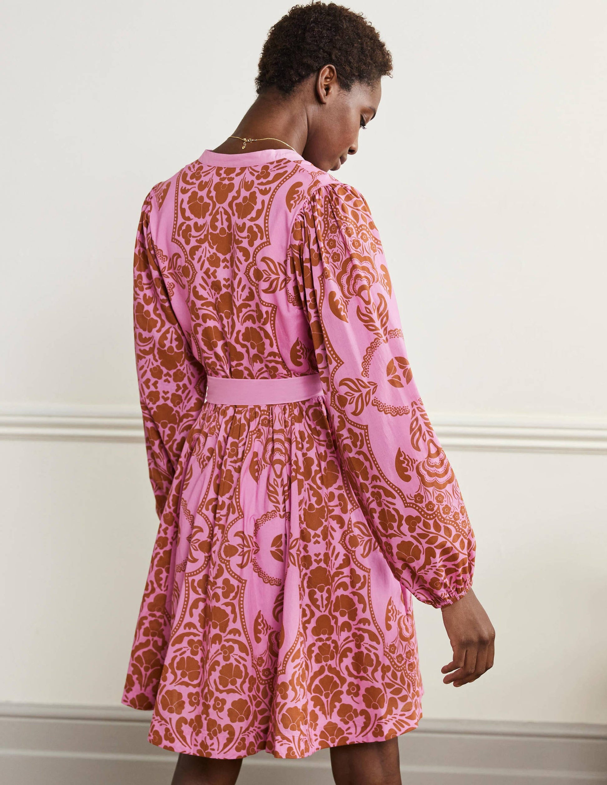 Notch Neck Cotton Dress-Orchid Petal, Passion Bloom-3