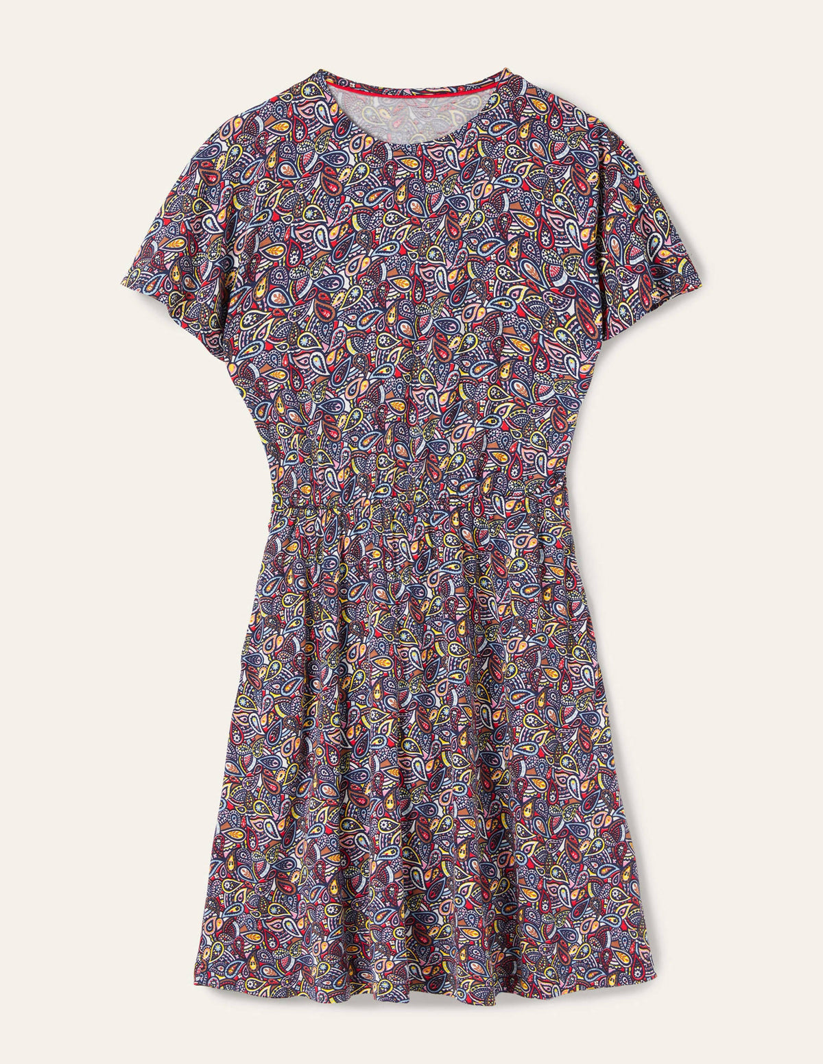 Flutter Sleeve Jersey Dress-Navy Paisley Blush - Image 6