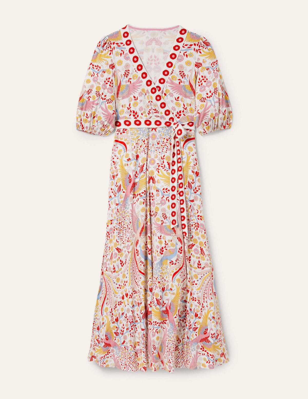 Fixed Wrap Jersey Maxi Dress-Multi, Enchanting Peacock-6