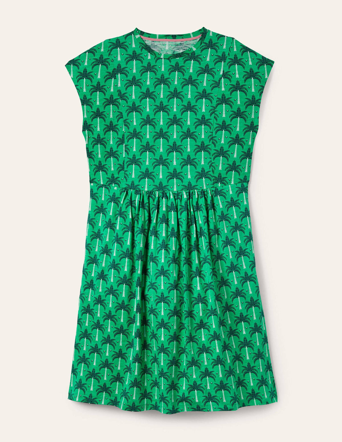 Jersey T-Shirt Dress-Green Lagoon, Paradise Palm - Image 5