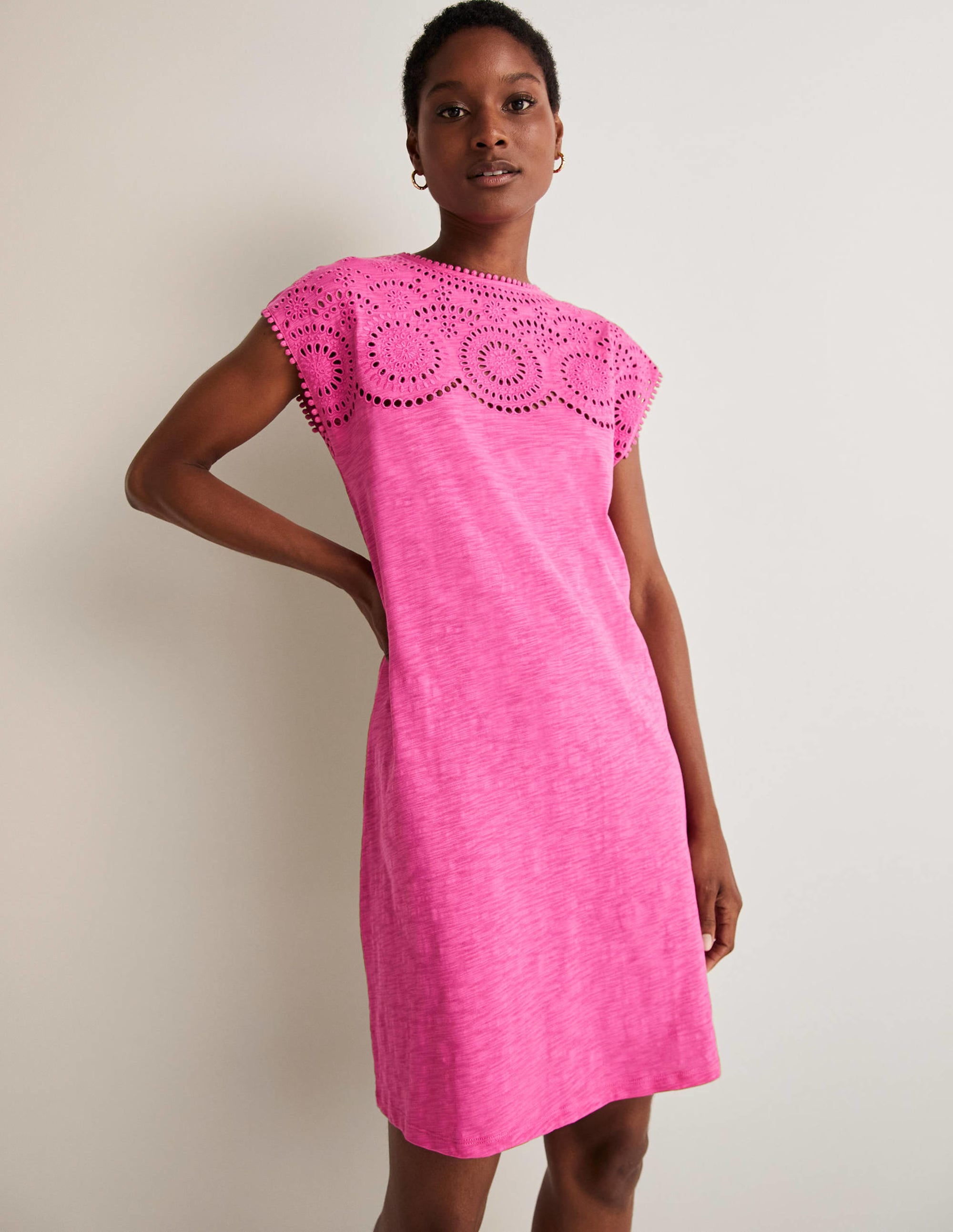 Cutwork Jersey T-shirt Dress-Pop Pansy - Image 1