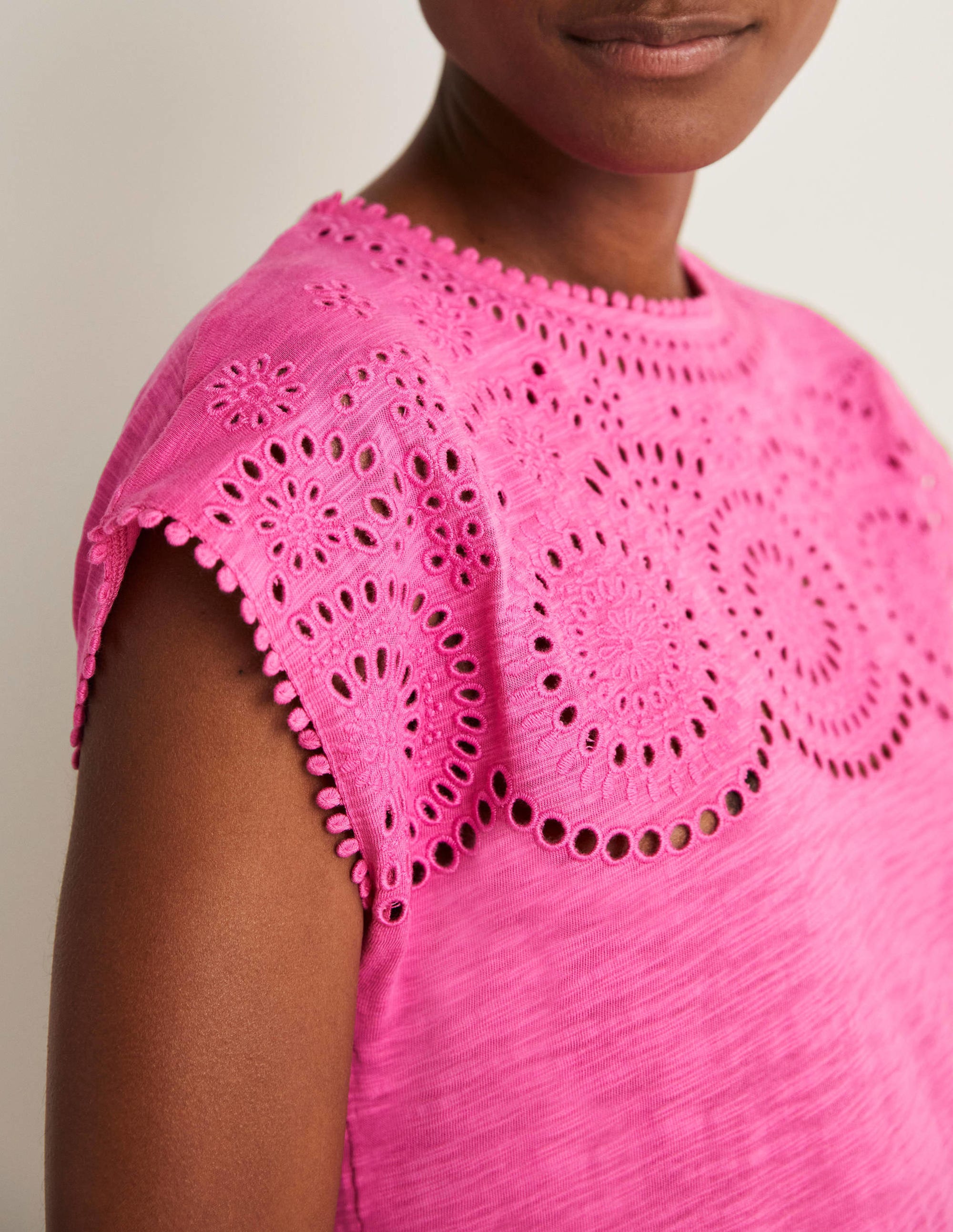 Cutwork Jersey T-shirt Dress-Pop Pansy - Image 2