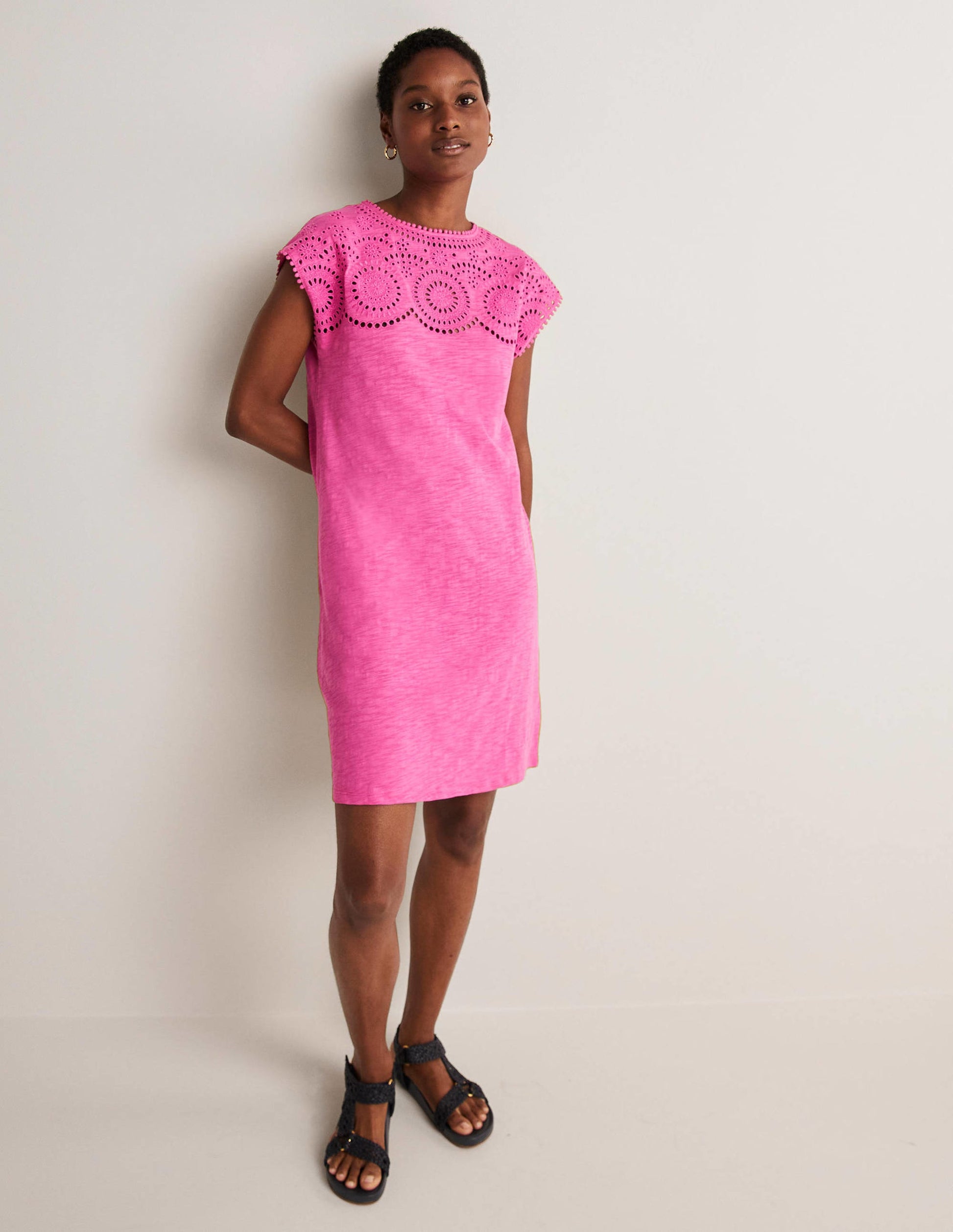 Cutwork Jersey T-shirt Dress-Pop Pansy-4