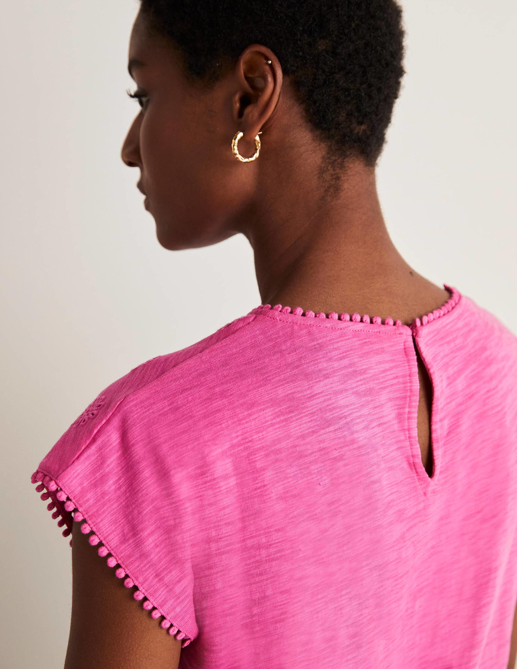 Cutwork Jersey T-shirt Dress-Pop Pansy - Image 5