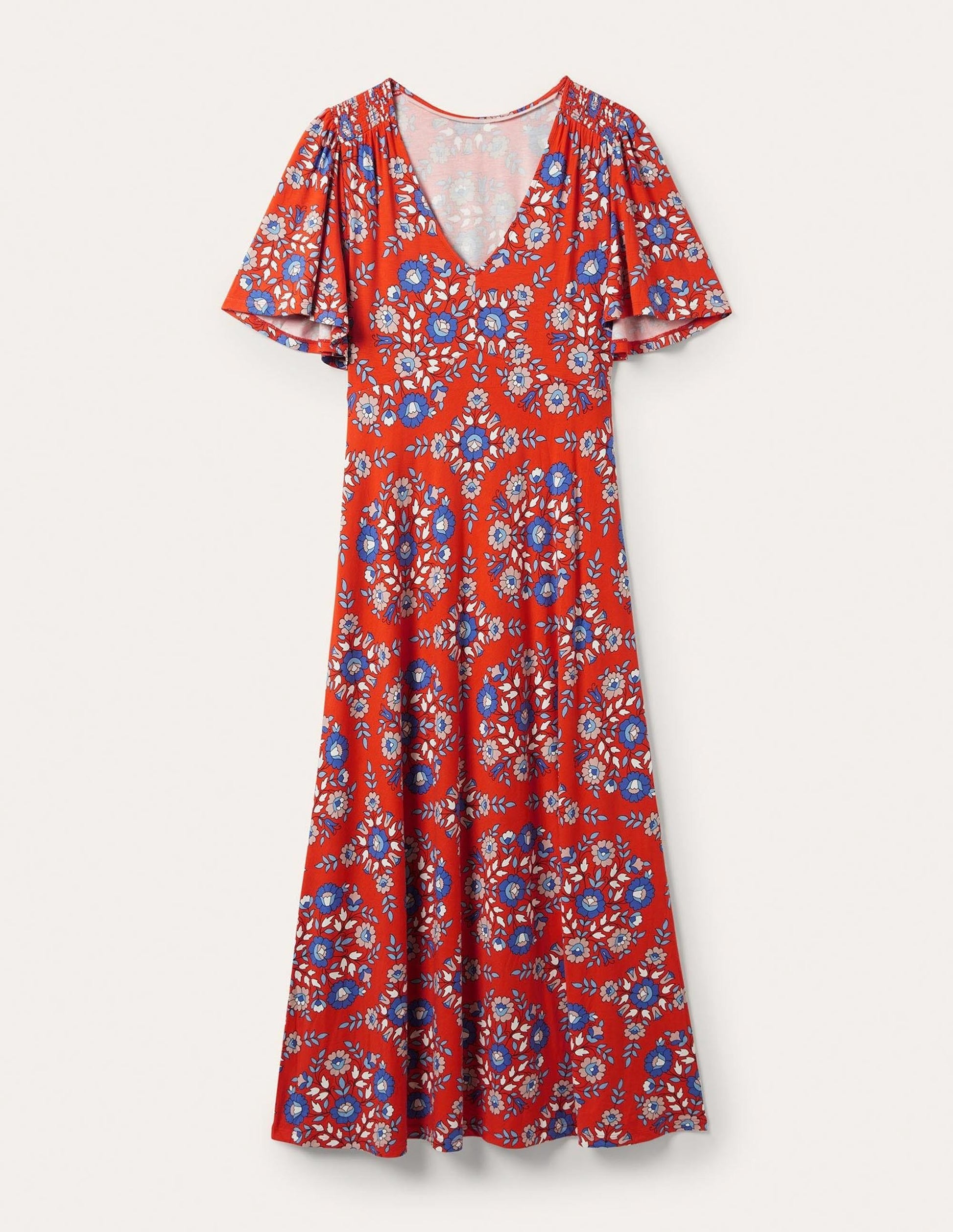 Jersey Midi Tea Dress-Papaya, Wildflower Prairie-6