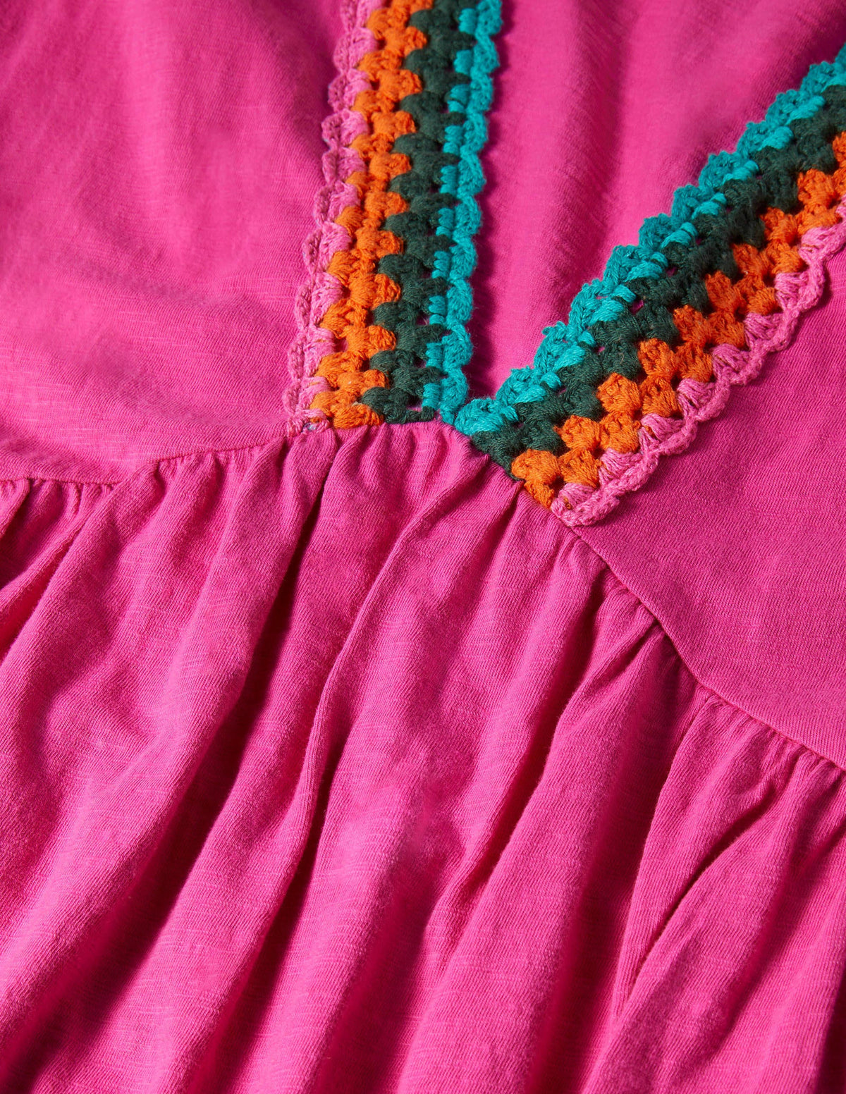 Crochet Trim Jersey Dress-Pop Pansy-5