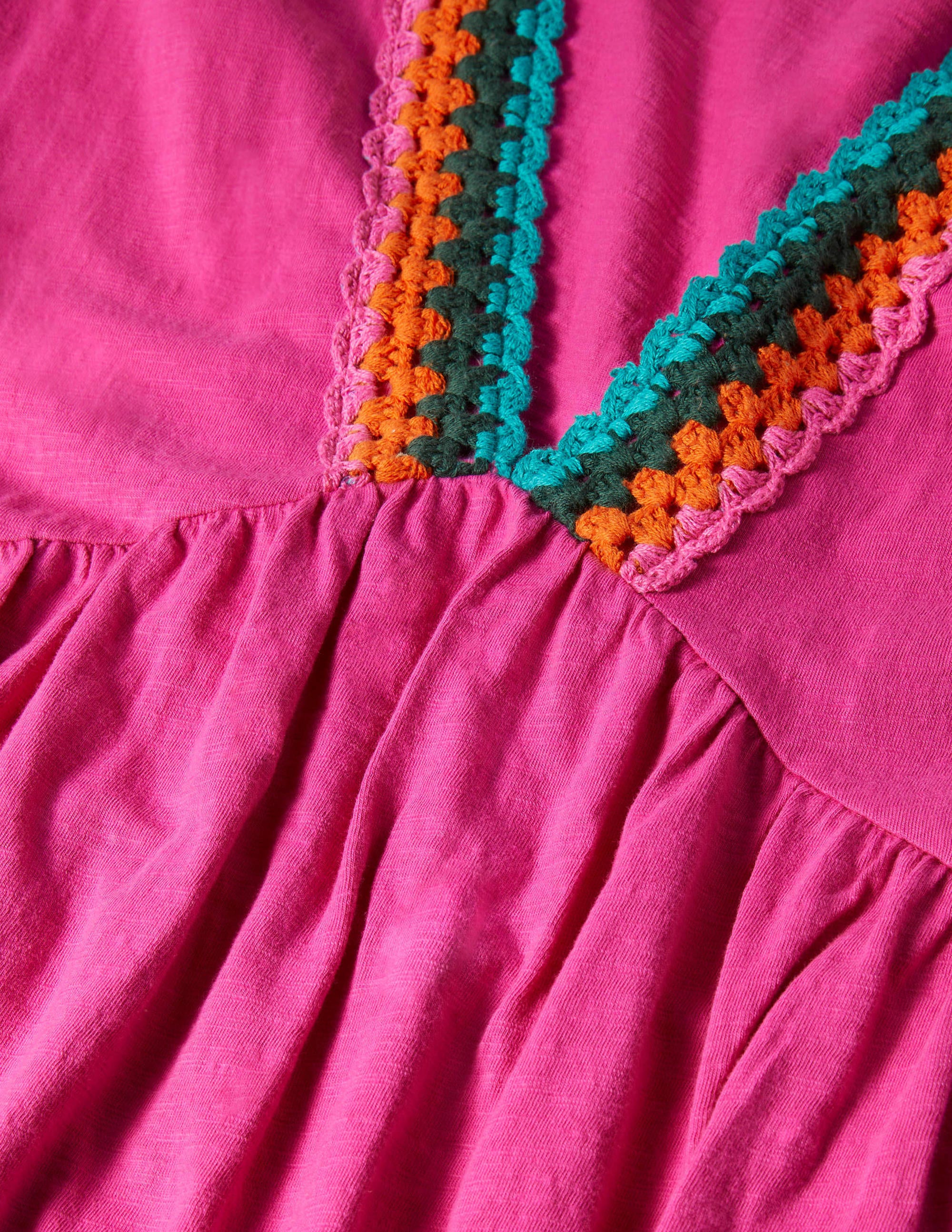 Crochet Trim Jersey Dress-Pop Pansy - Image 5