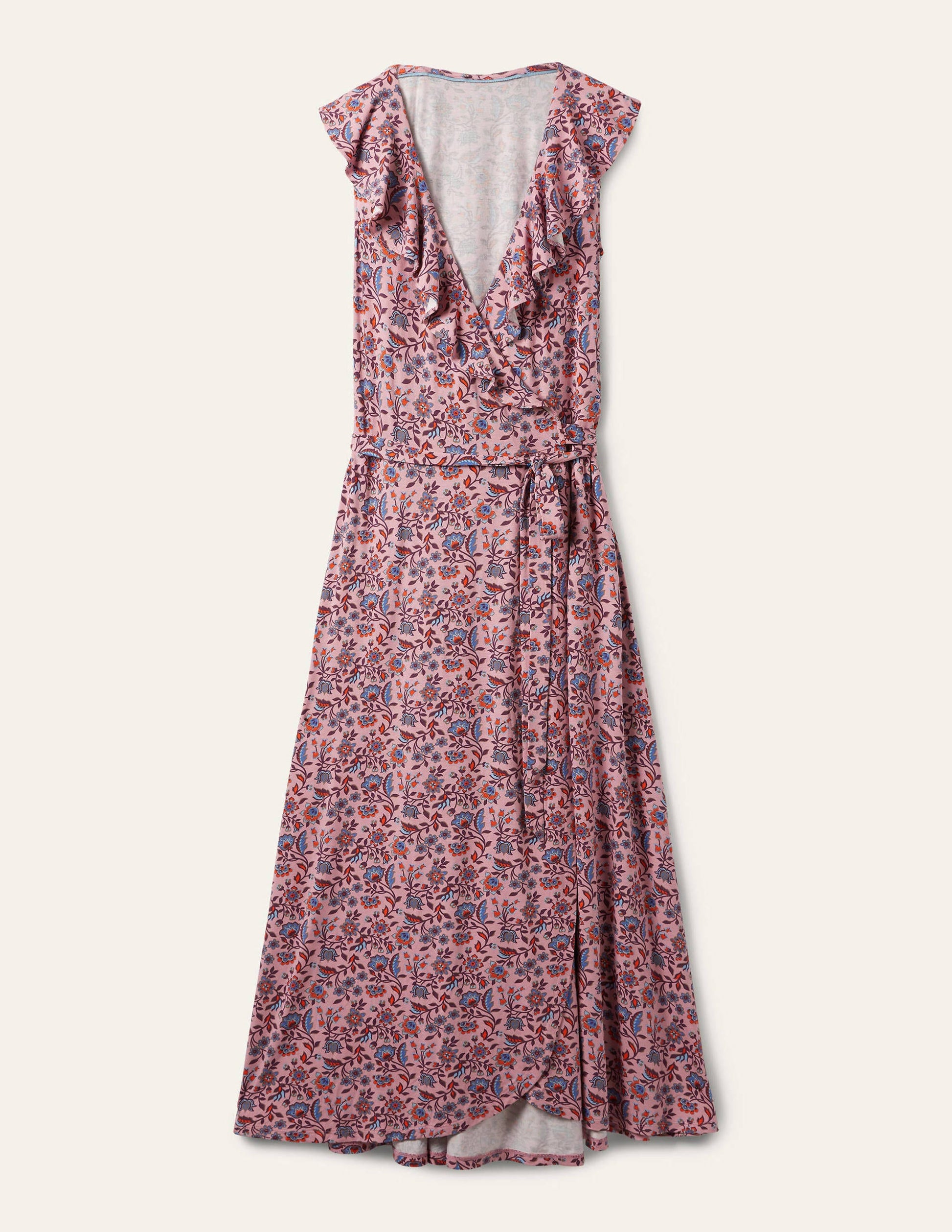 Saskia Wrap Jersey Maxi Dress-Formica Pink, Oriental Meadow-5