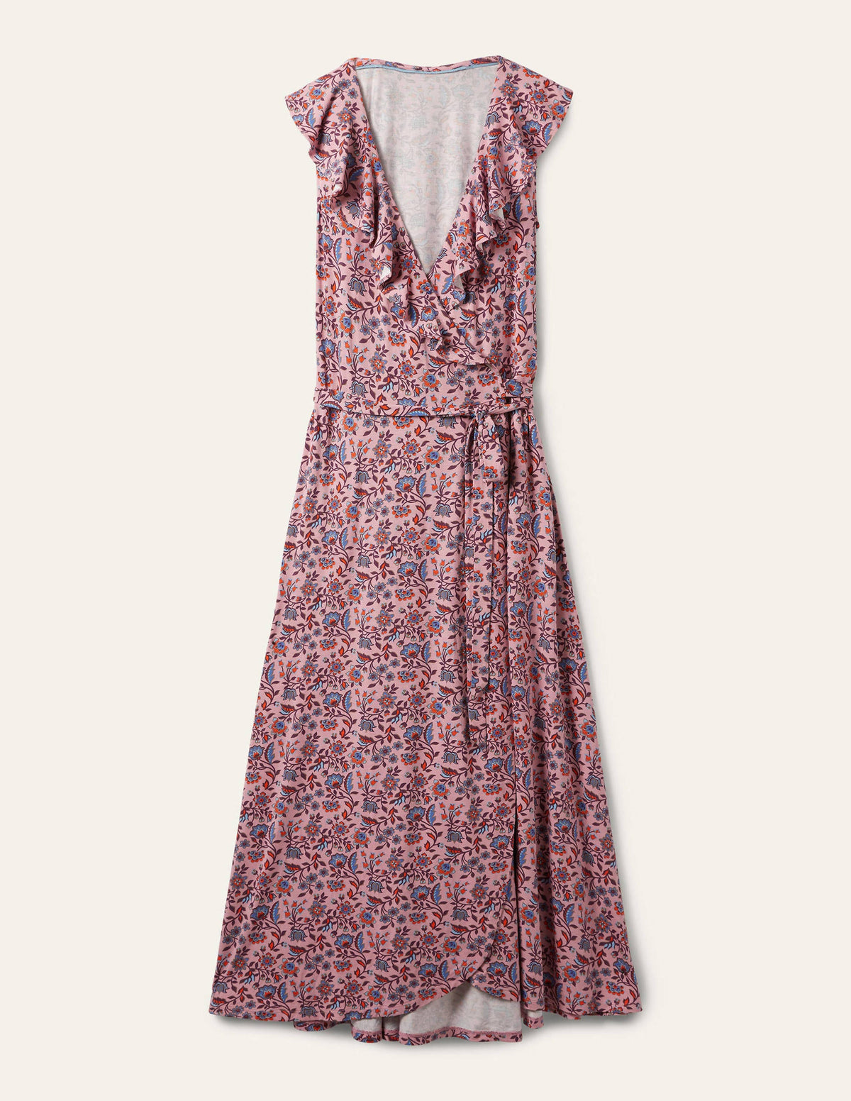 Saskia Wrap Jersey Maxi Dress-Formica Pink, Oriental Meadow - Image 5