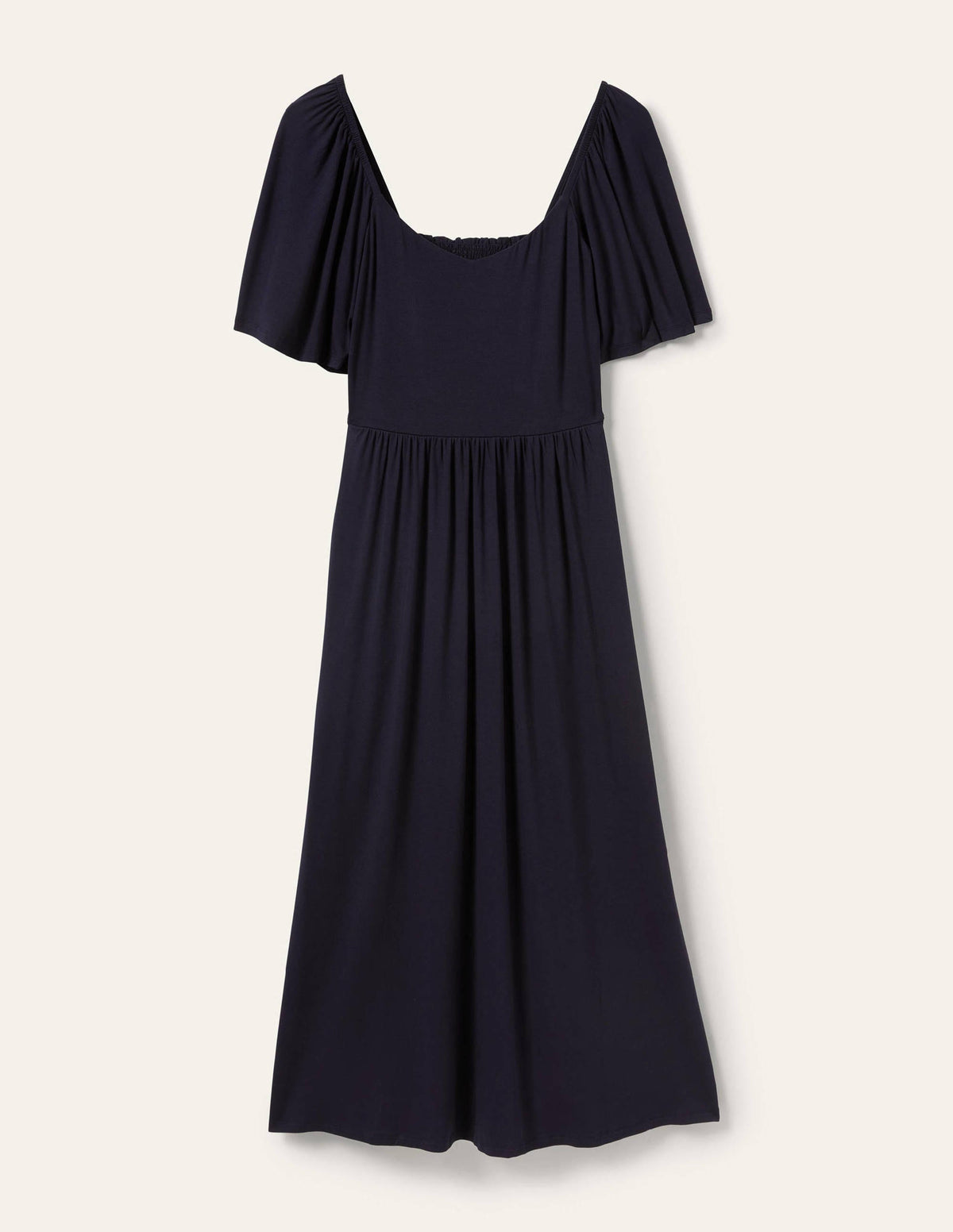 Smock Detail Jersey Maxi Dress-Navy-6
