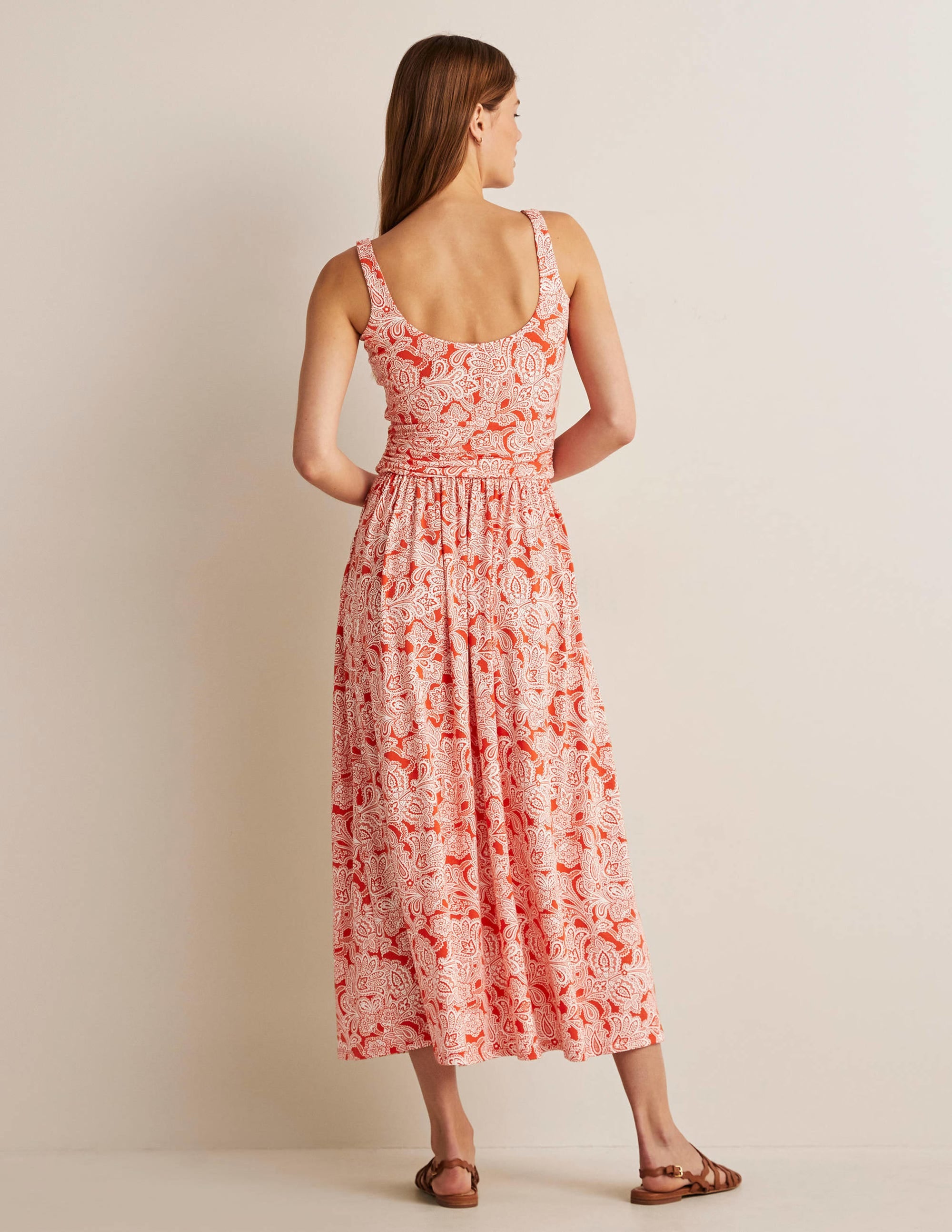 Scoop Neck Jersey Midi Dress-Firecracker, Paisley Bud - Image 8