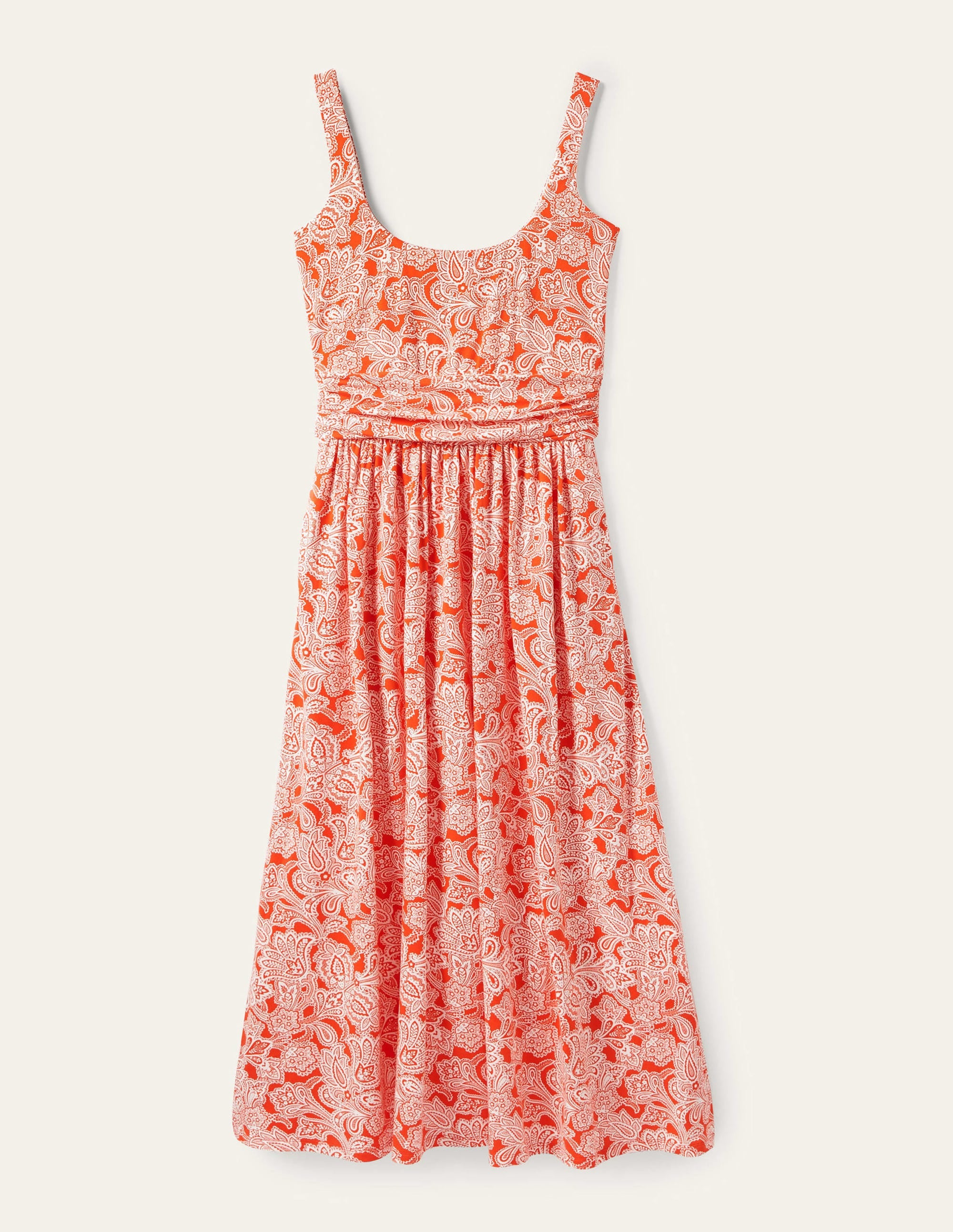 Scoop Neck Jersey Midi Dress-Firecracker, Paisley Bud - Image 11