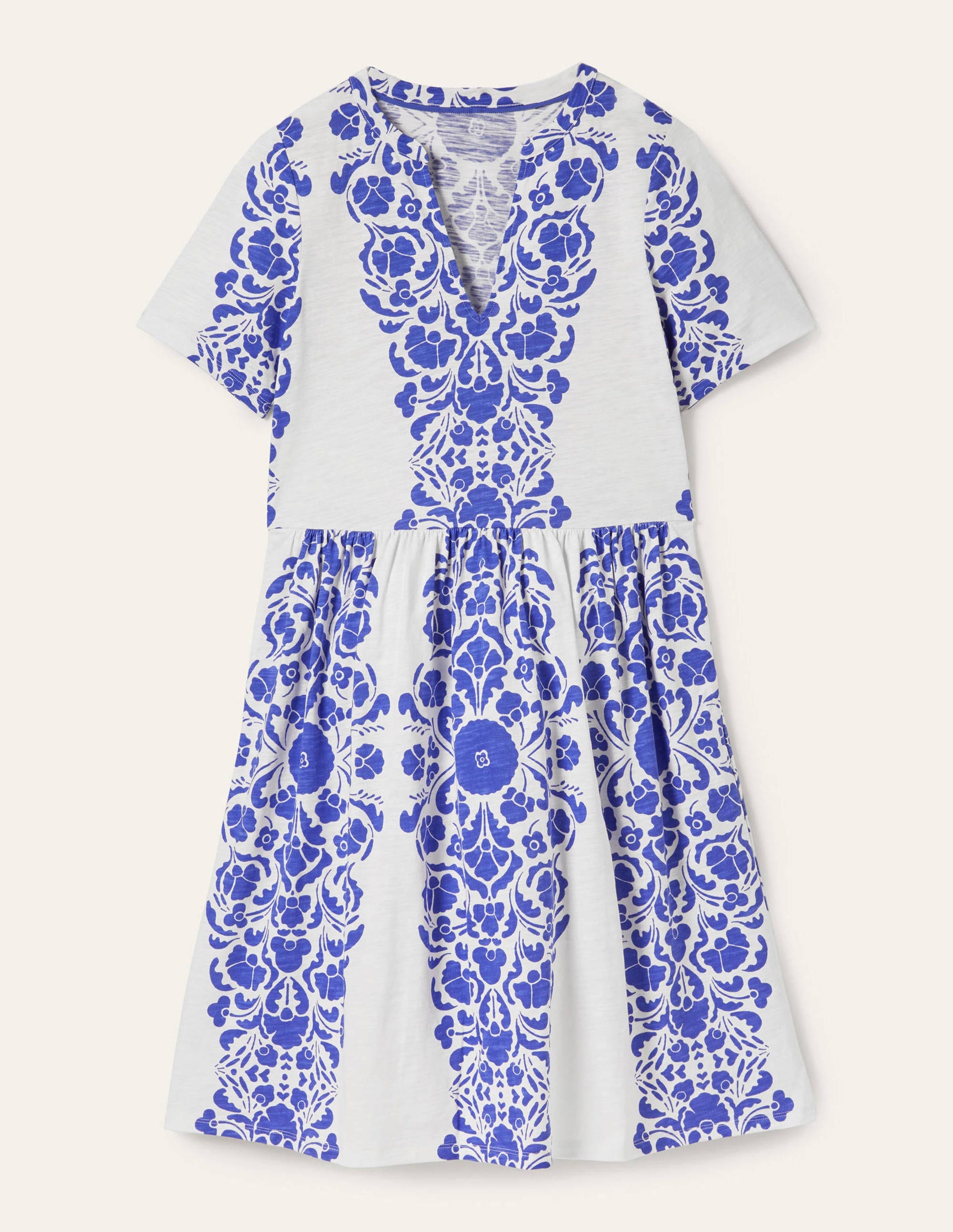 Easy Notch Neck Jersey Dress-Bluebell, Passion Bloom-7