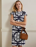 Trim Detail T-Shirt Dress-Navy, Wildflower Prairie