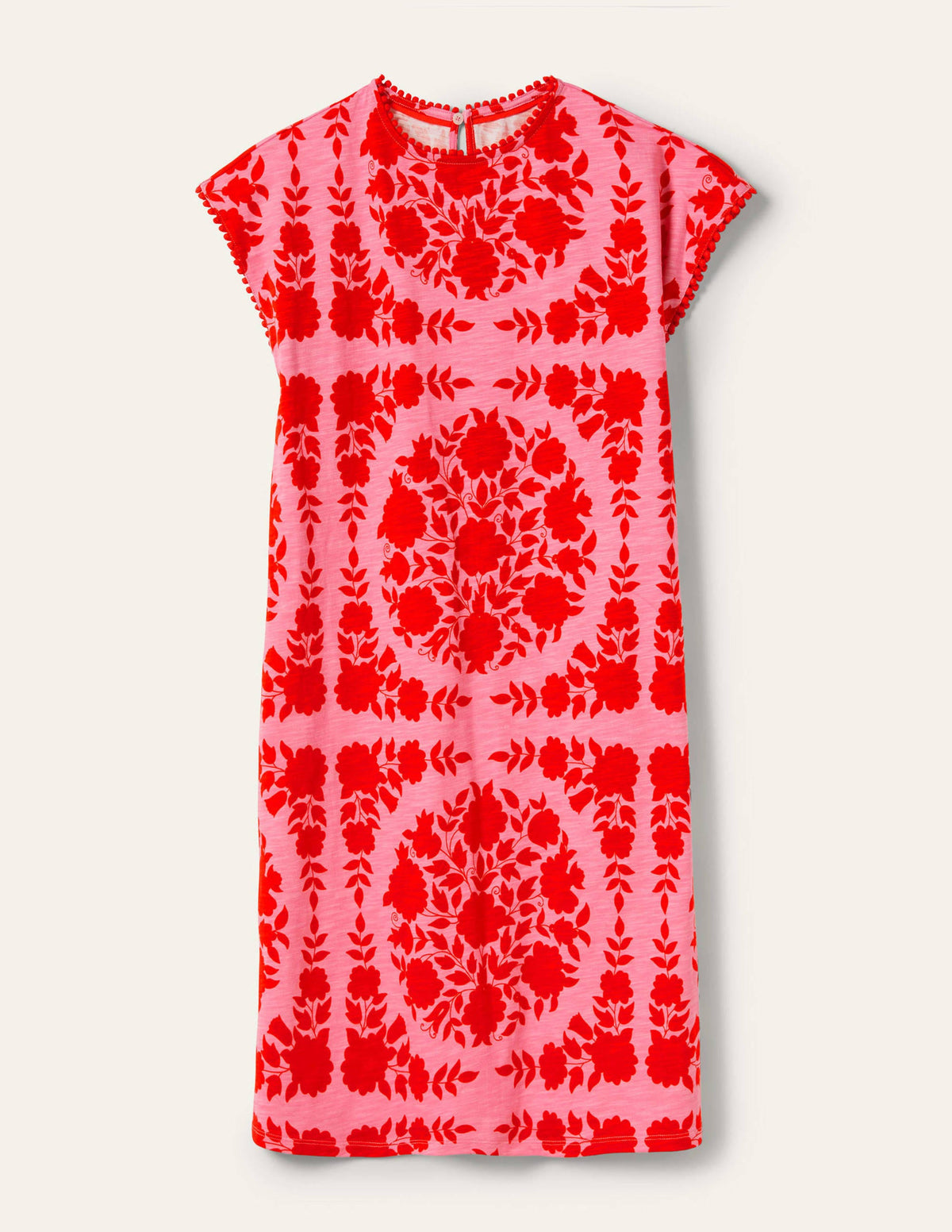 Trim Detail T-Shirt Dress-Posy Pink, Wildflower Prairie - Image 5