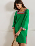 Embroidered Jersey Tunic-Rich Emerald