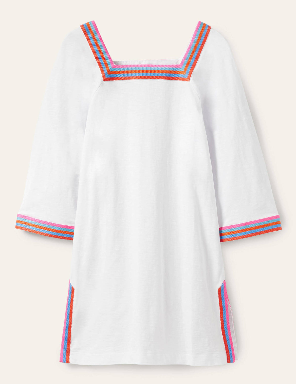 Embroidered Jersey Tunic-White-5