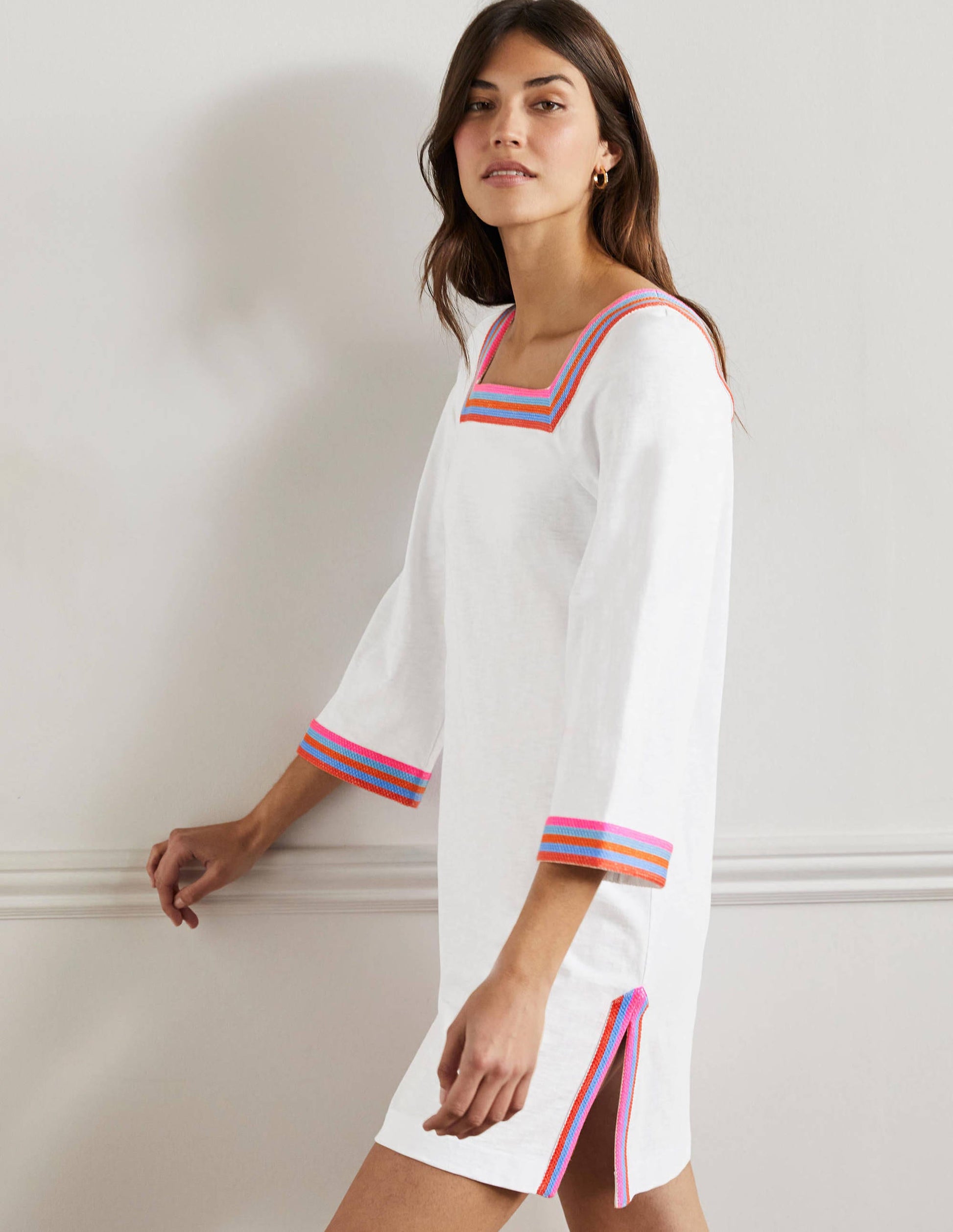 Embroidered Jersey Tunic-White-4