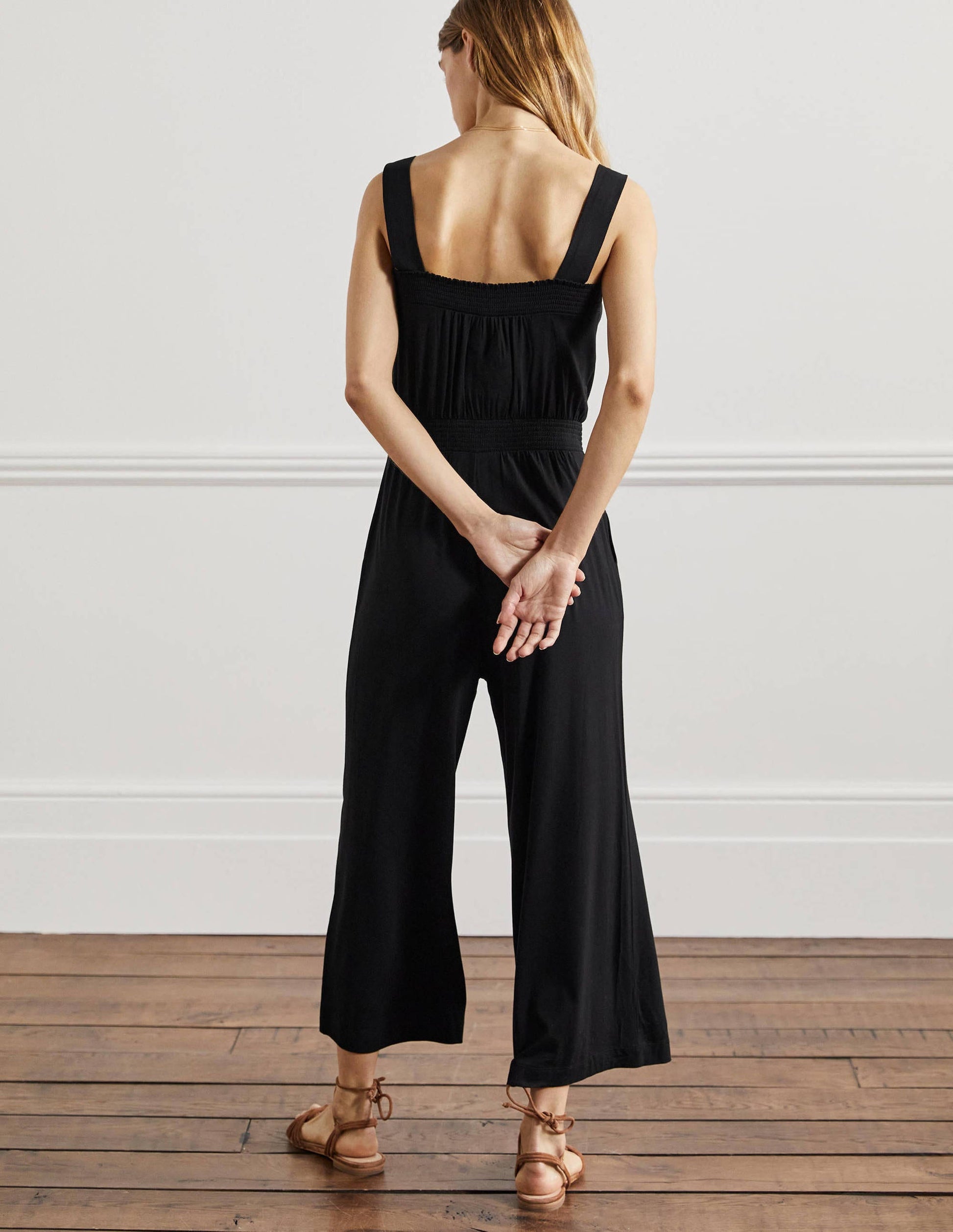 Strappy Jersey Jumpsuit-Black-3