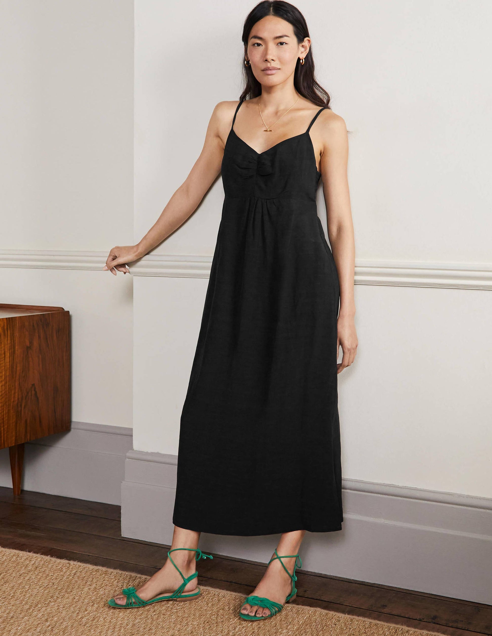 Strappy Midi Dress-Black-1