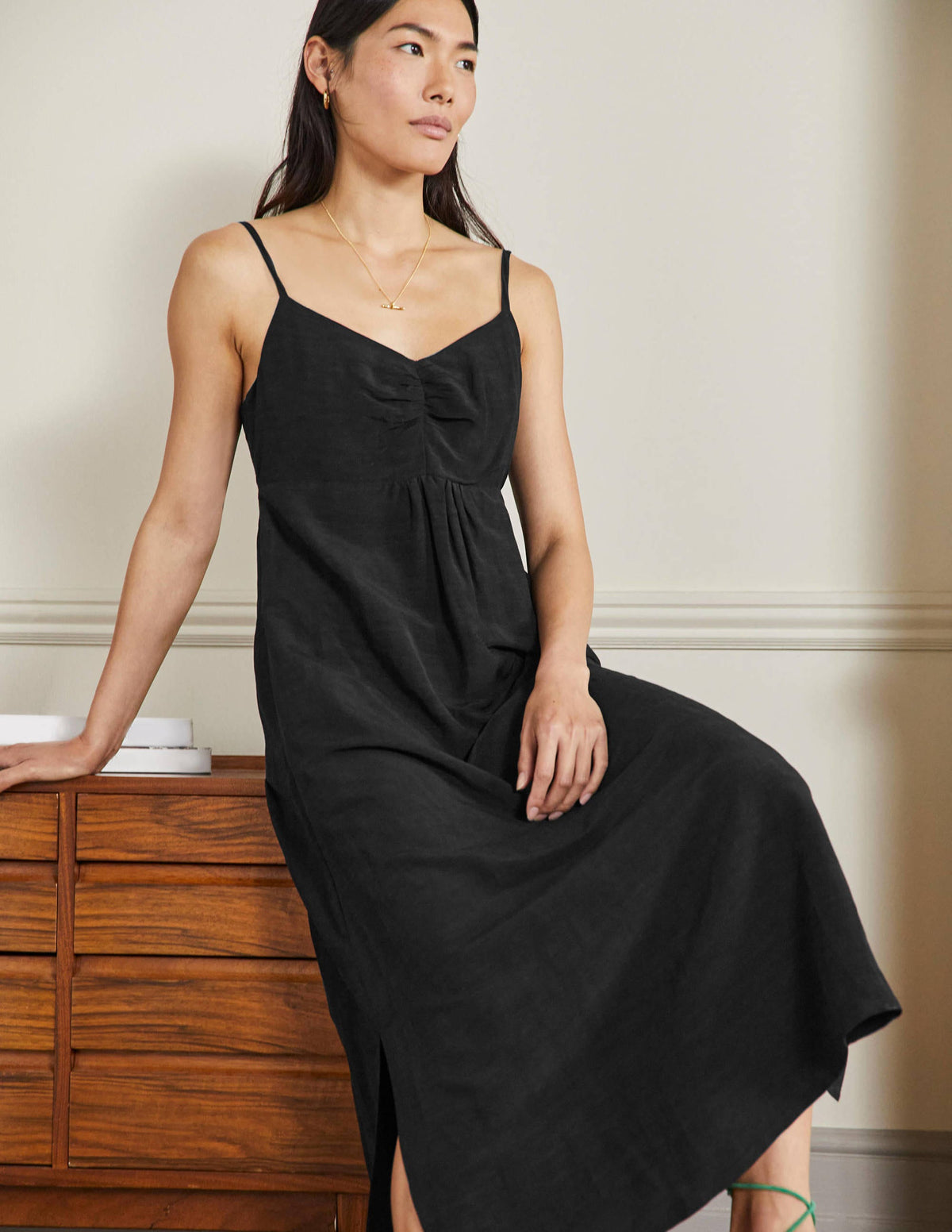 Strappy Midi Dress-Black-4