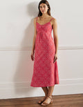 Strappy Midi Dress-Dragon Red, Floret Tile