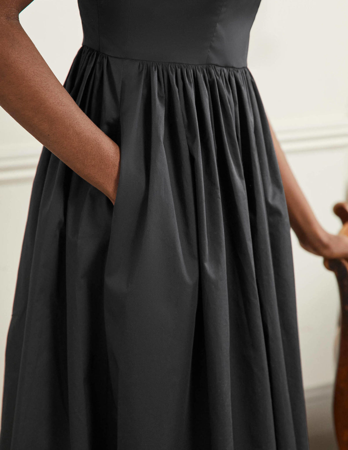 Emily Strapless Midi Dress-Black - Image 1